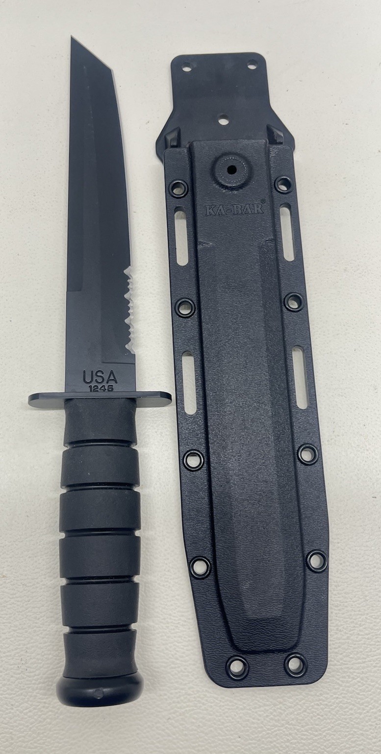 KA-BAR USA 1245 Tactical Combat Knife 1095 Cro-Van Tanto Blade GFN Combat Sheath KA-BAR USA 1245 Tactical Combat Knife 1095 Cro-Van Tanto Blade GFN Combat Sheath