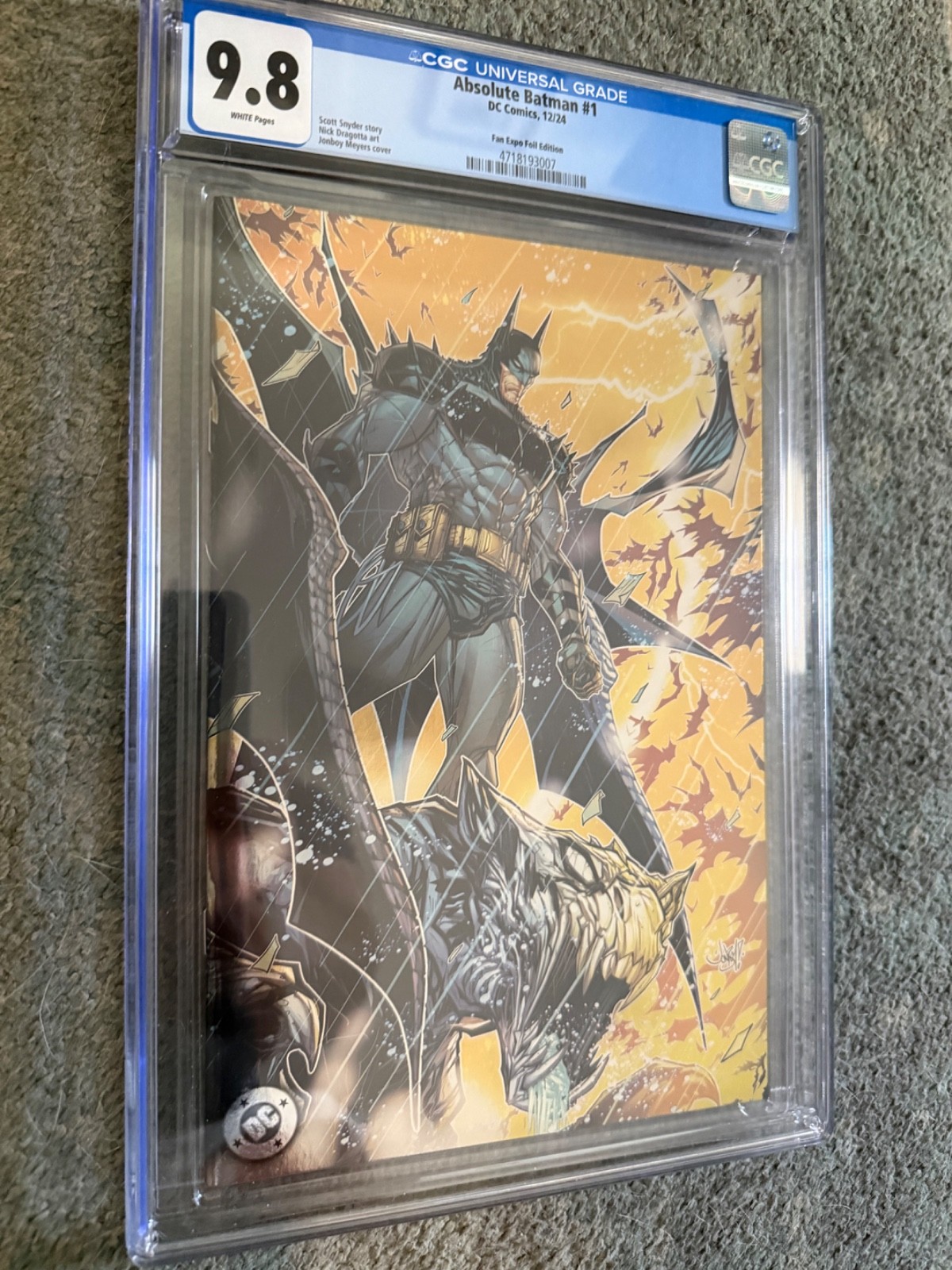 2024 DC Absolute Batman 1 Jonboy Meyers FAN EXPO Exclusive Foil Variant CGC 9.8 2024 DC Absolute Batman 1 Jonboy Meyers FAN EXPO Exclusive Foil Variant CGC 9.8
