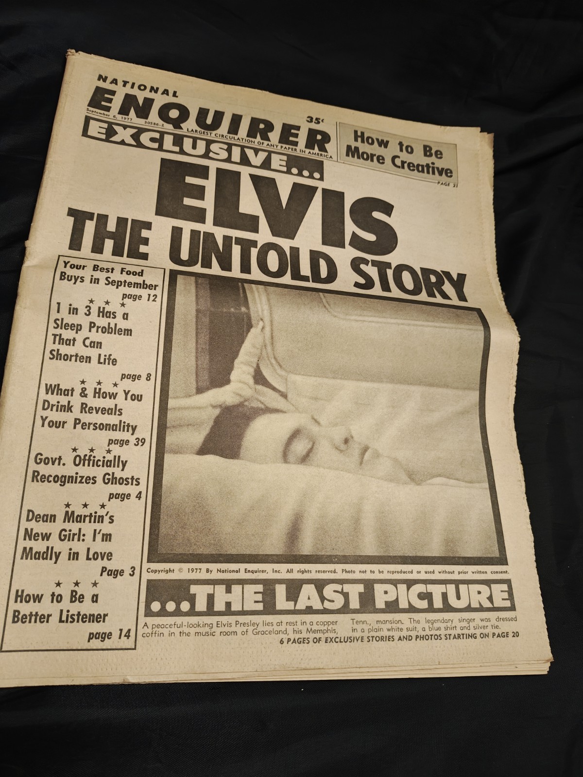 1977 Original National Enquirer Newspaper Featuring \'Elvis The Untold Story \'