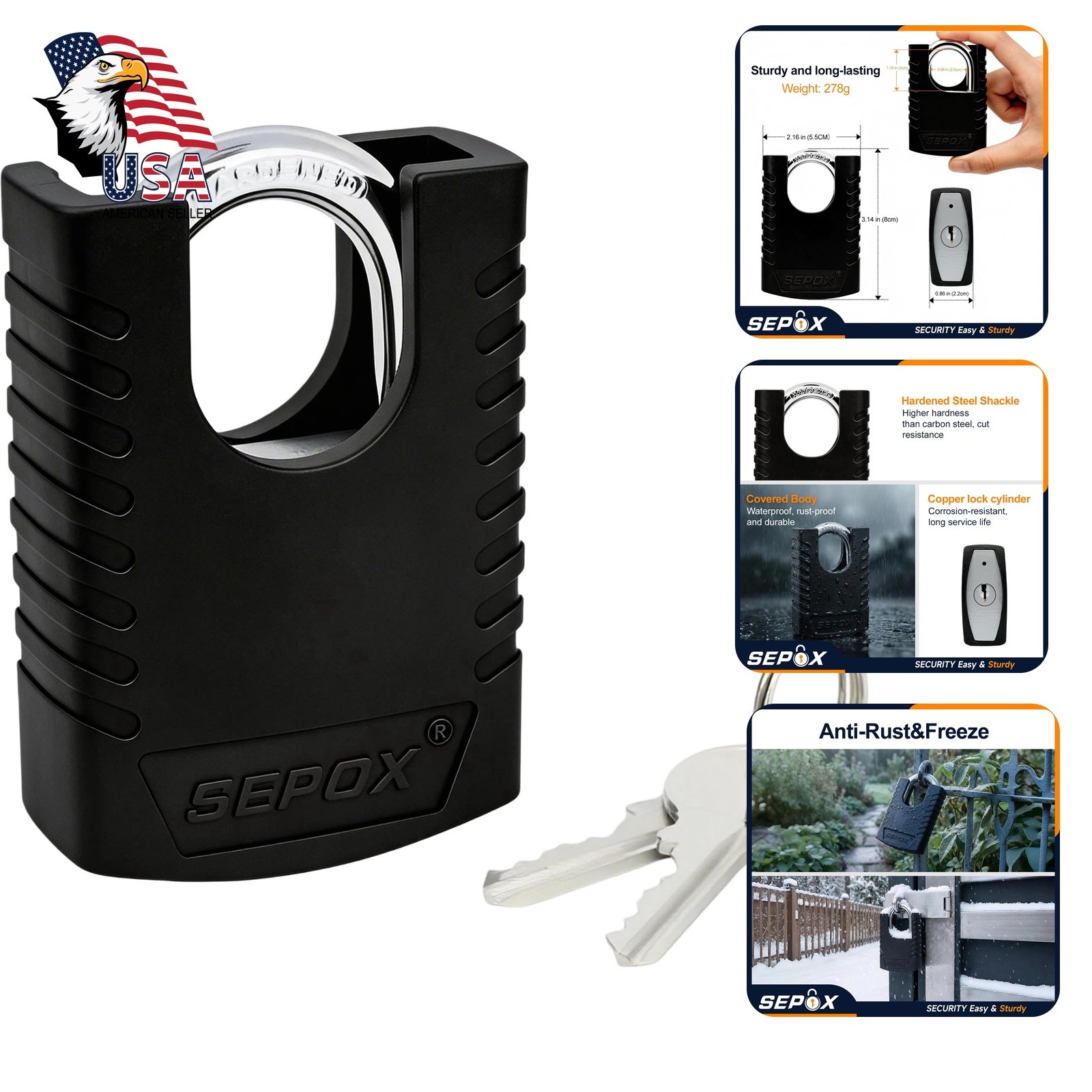 SEPOX Blue Black 1-Pack Heavy Duty Padlock SEPOX Blue Black 1-Pack Heavy Duty Padlock