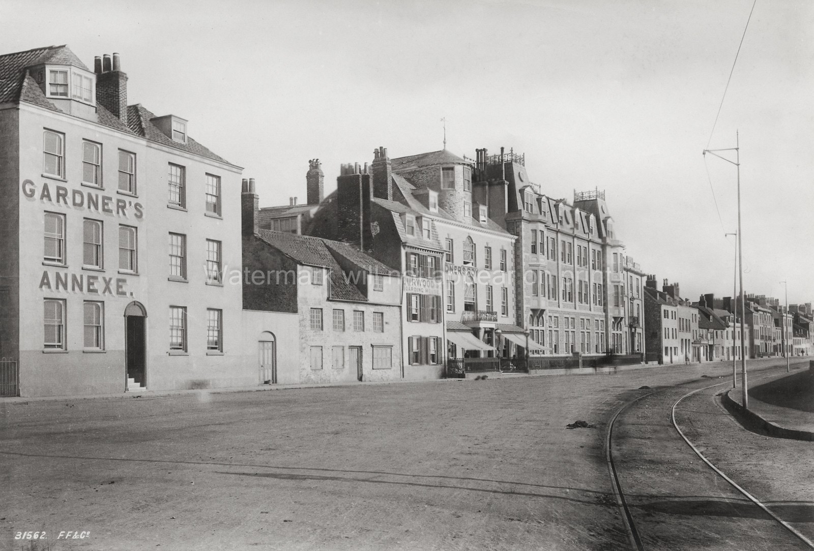 St Peter's Port Guernsey Esplanade Street Scene Buildings Vtg. Photo 19thC.