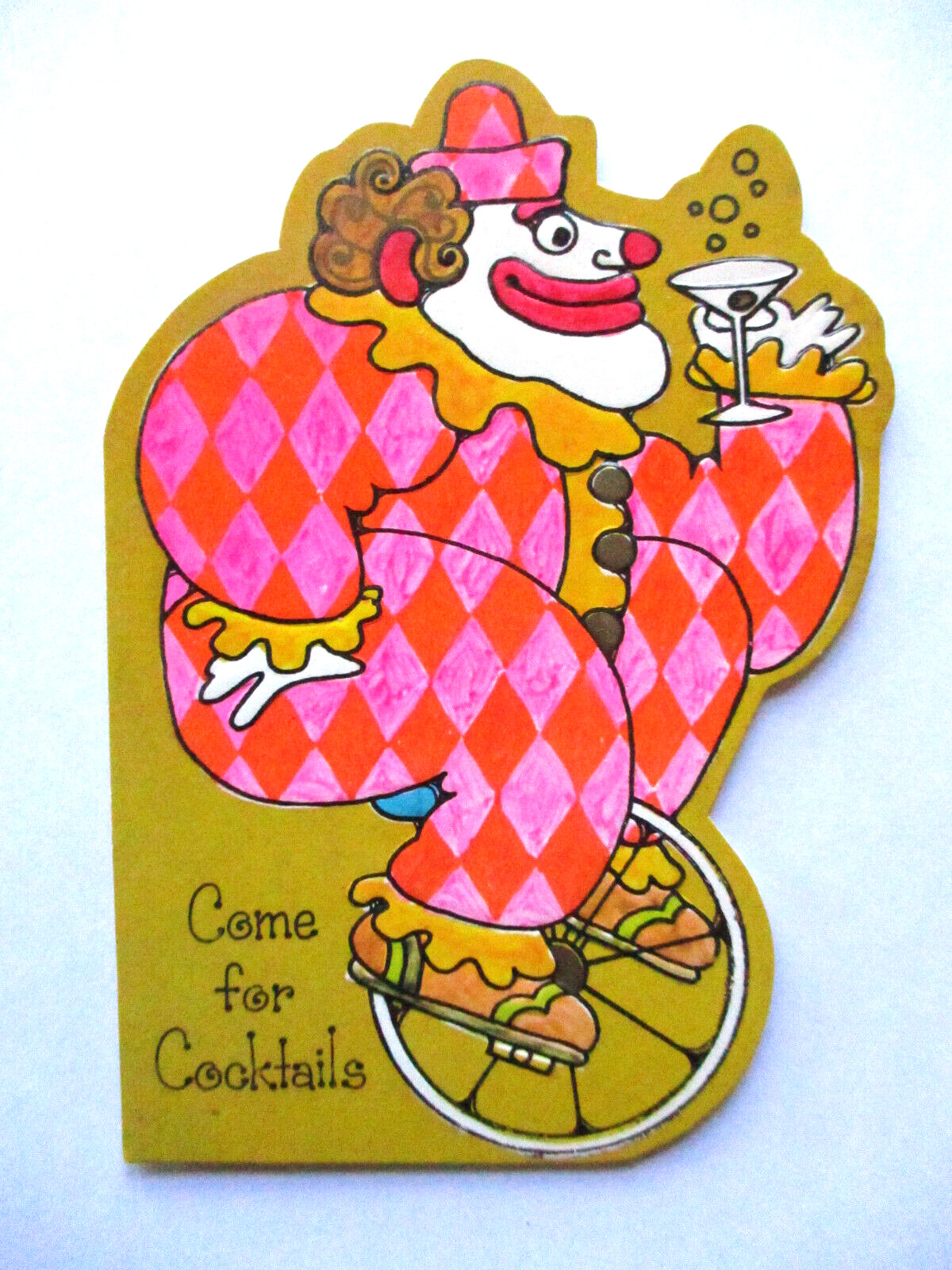 Vintage 1960s BUZZA CARDOZO 8 Invitations Cards Carnival Clown Holding Cocktail