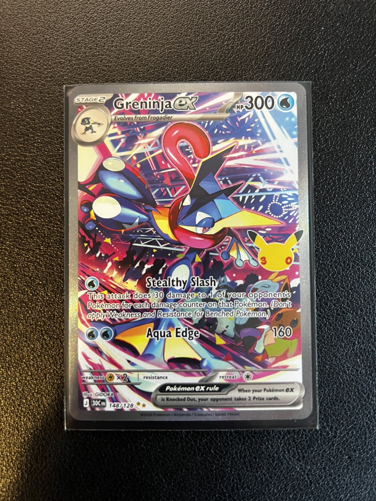 Pokémon TCG Greninja Ex 30th Celebrations Anniversary SIR 148/128 NM