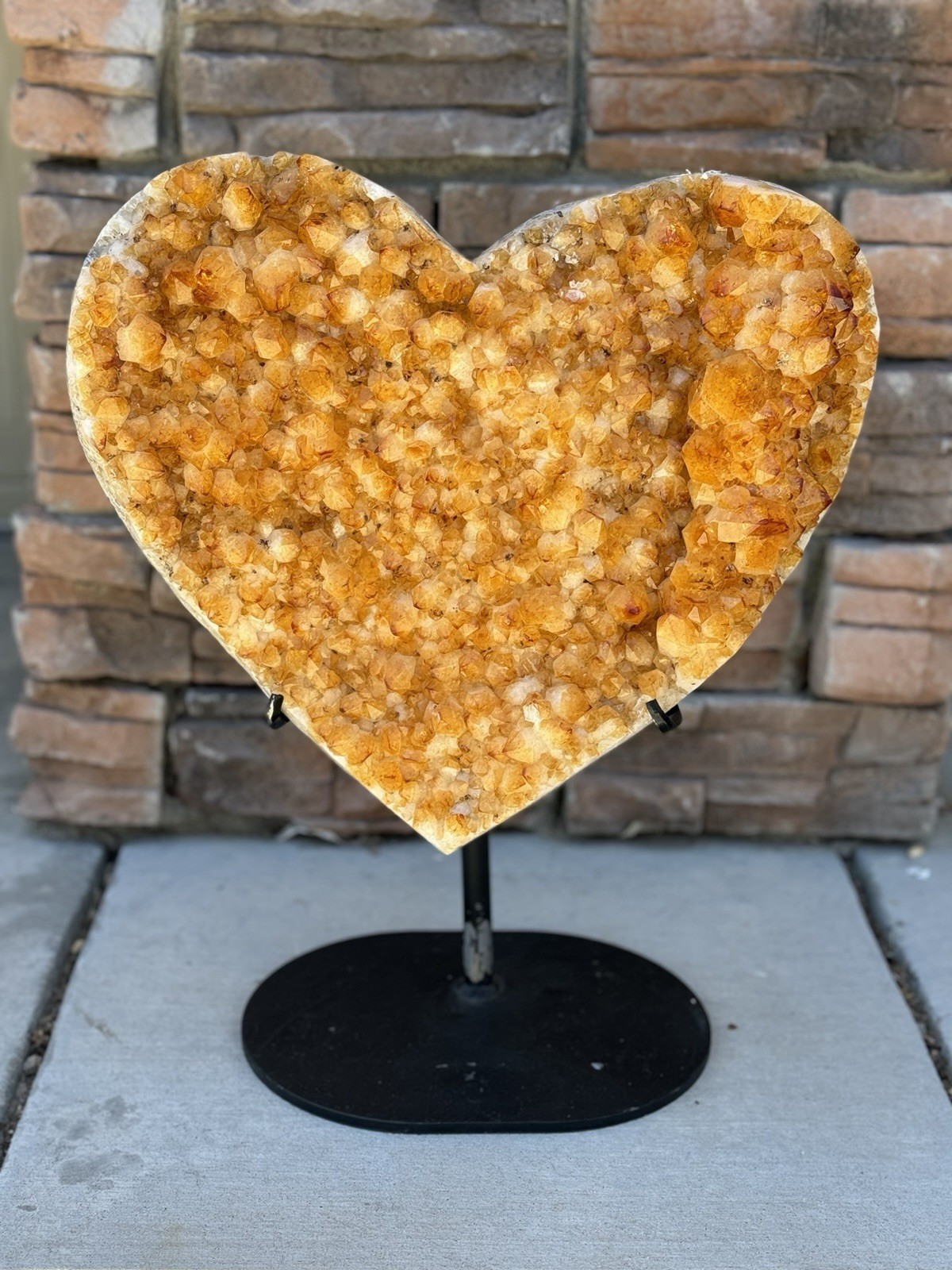 Large 18” Natural Golden Citrine Druzy Crystal Heart on Stand Honey Amber Décor Large 18” Natural Golden Citrine Druzy Crystal Heart on Stand Honey Amber Décor
