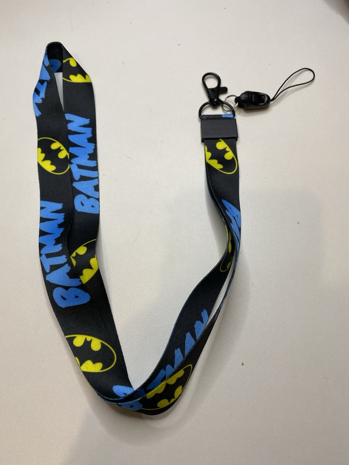 Batman Logo Lanyard with Detachable Keychain & Phone Strap – Black Blue #73
