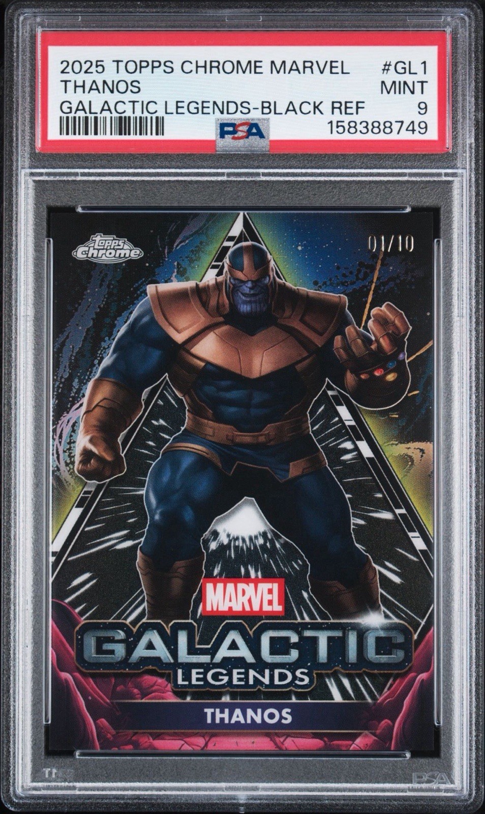 2025 Topps Chrome Marvel Thanos Galactic Legends Black Refractor /10 #GL-1 PSA 9 2025 Topps Chrome Marvel Thanos Galactic Legends Black Refractor /10 #GL-1 PSA 9