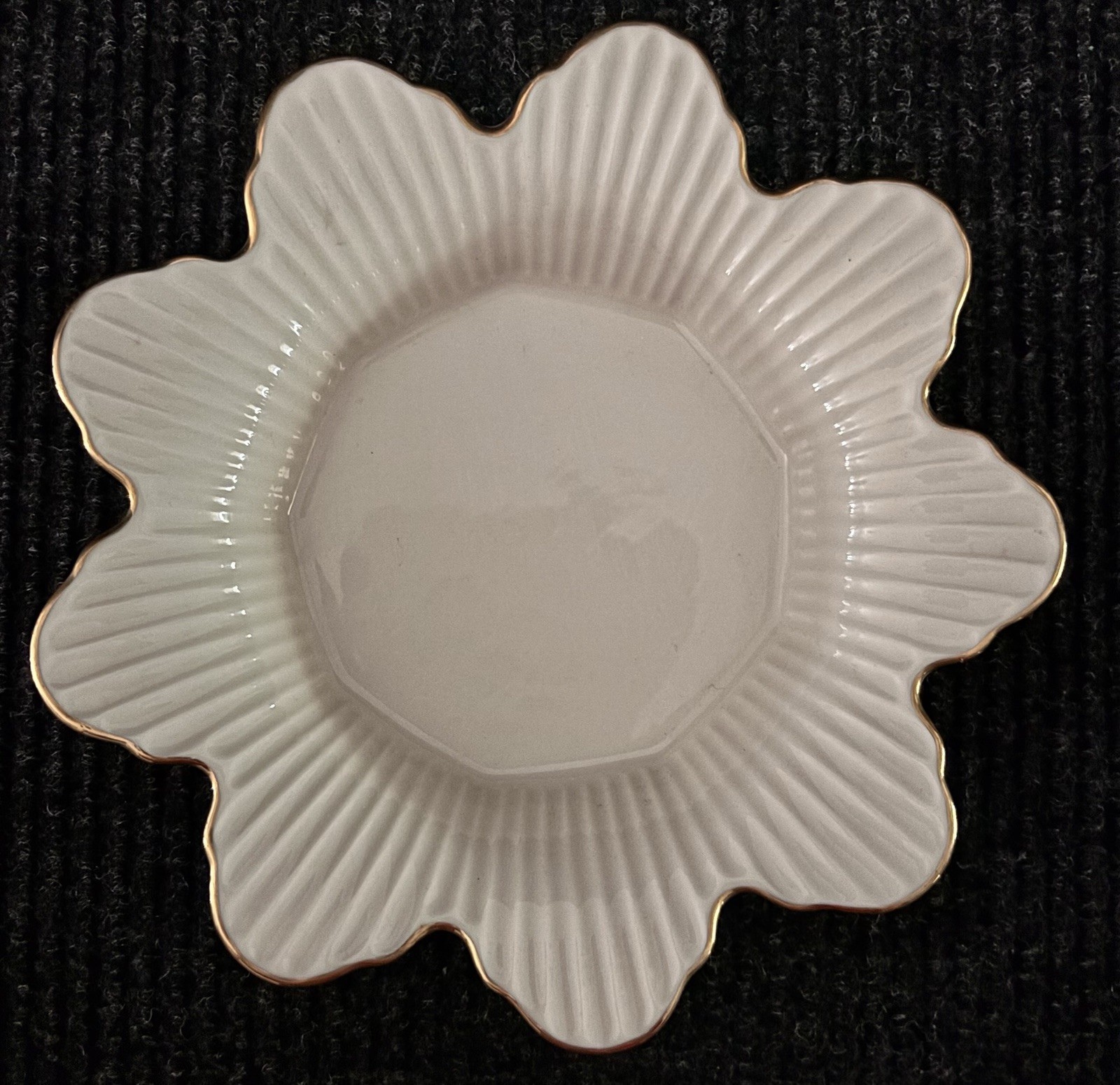 Vintage Lenox Meridian Collection Flower Candy Dish Ivory Gold Trim 8