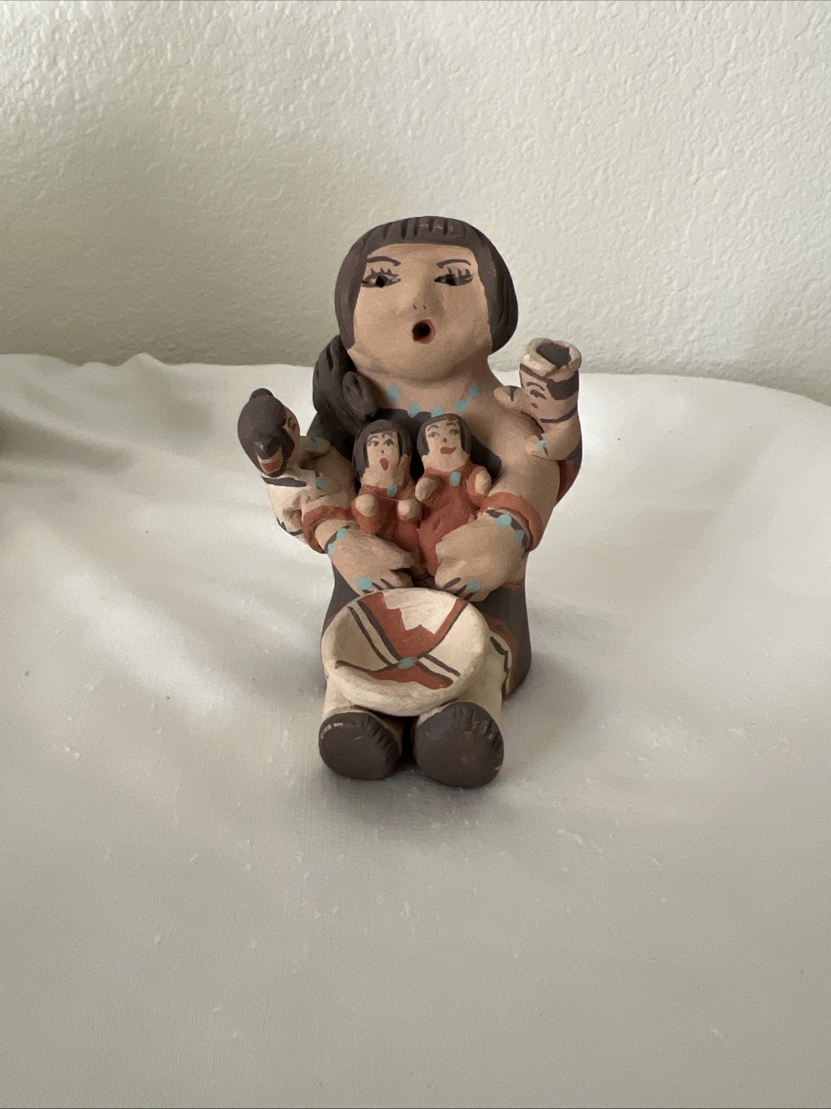 Antique Native American Storyteller Pottery signed E. Cajero