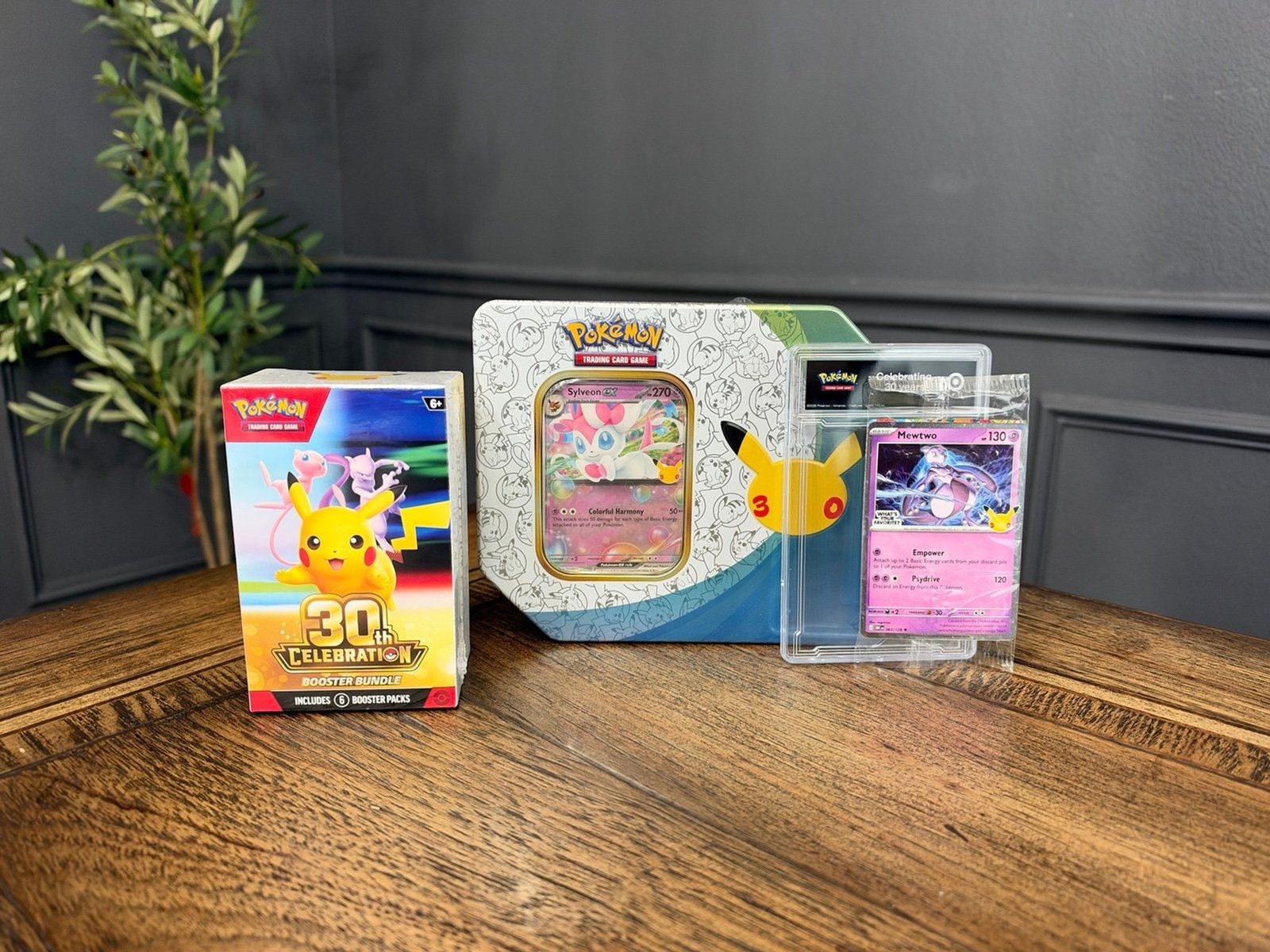 Pokémon 30th Celebration Booster Bundle Sylveon ex Tin Mewtwo Target Promo Lot