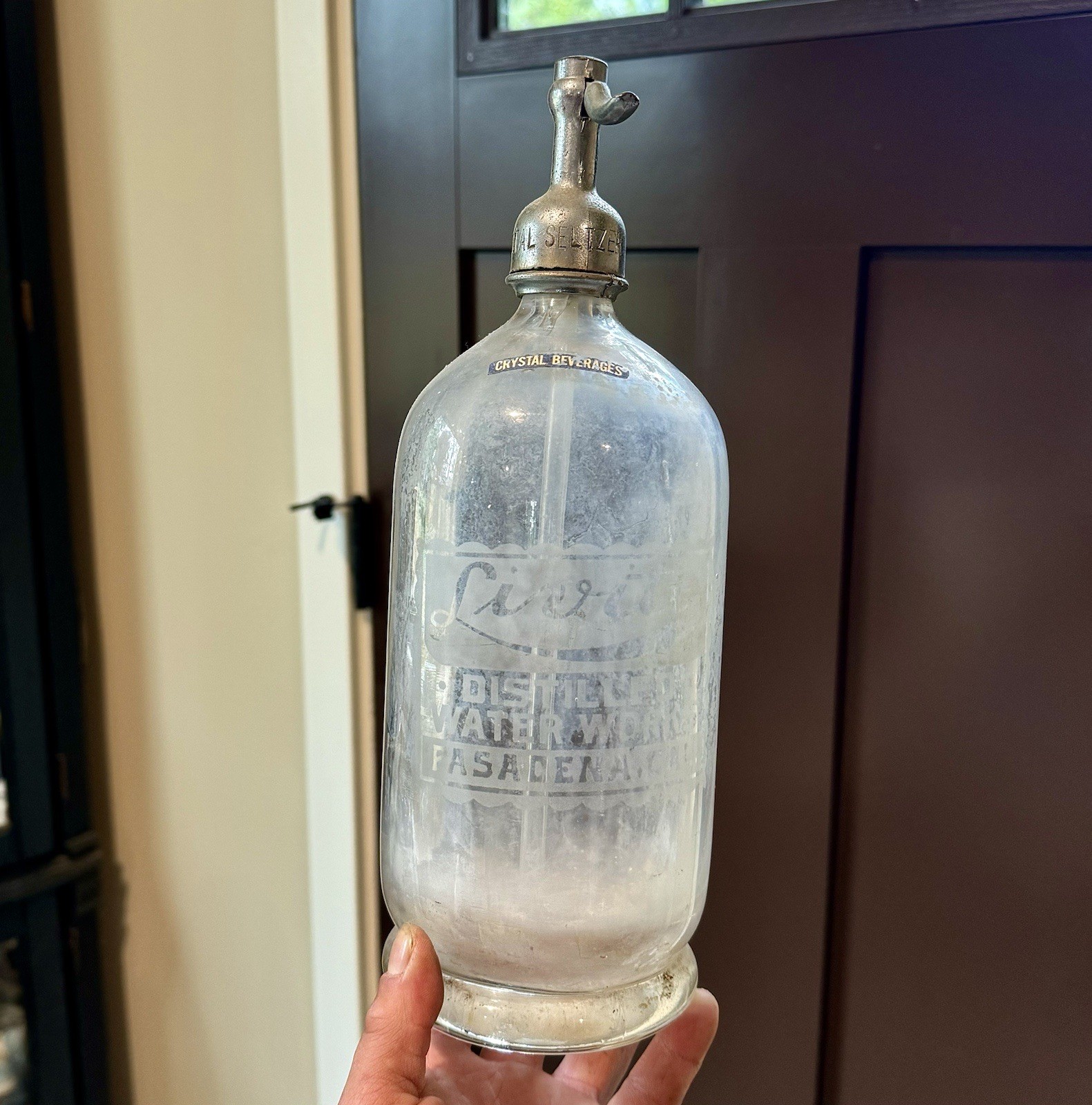 Liviti Distilled Water Works Pasadena CA Rare Etched Siphon Seltzer Bottle Nice Liviti Distilled Water Works Pasadena CA Rare Etched Siphon Seltzer Bottle Nice
