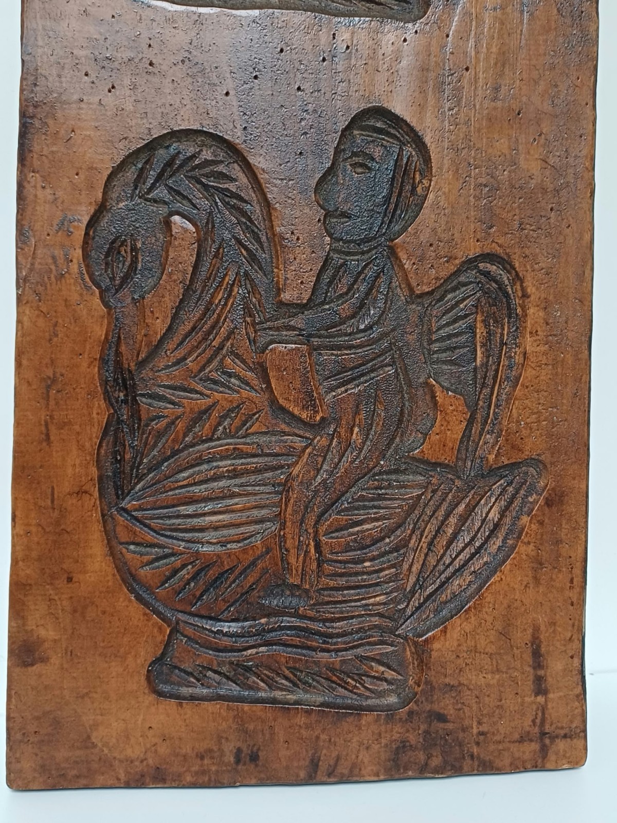 Antique Dutch Speculaas Cookie Mold 19th Century Carved Wood Folk Art Board