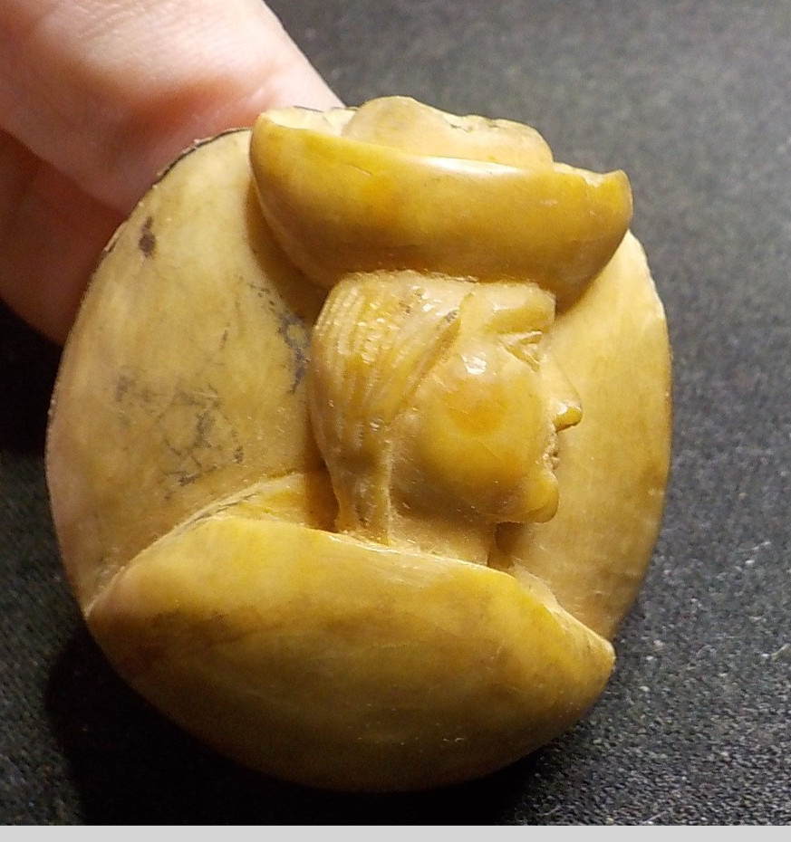 Vintage Hand Carved Tagua Nut ethnic woman\'s head bust vintage