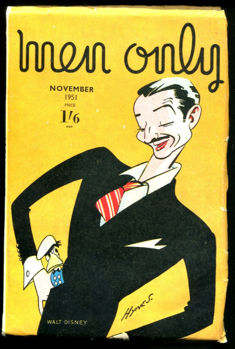 1951 Men Only Magazine November Walt Disney Donald Duck Caricature Cover