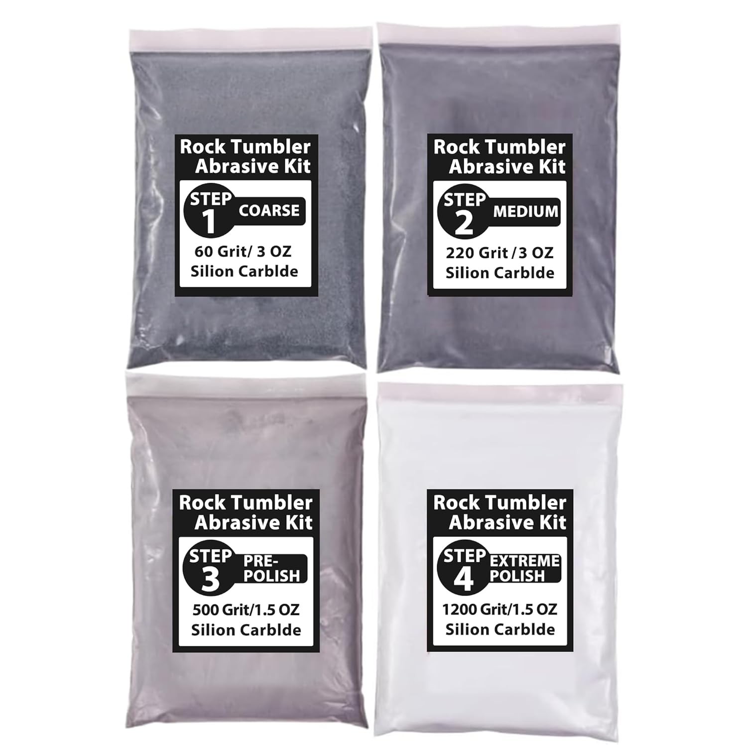 Rock Tumbler Grit and Polish Refill Kit 9 oz Course Medium Fine Compatible 4-S Rock Tumbler Grit and Polish Refill Kit 9 oz Course Medium Fine Compatible 4-S