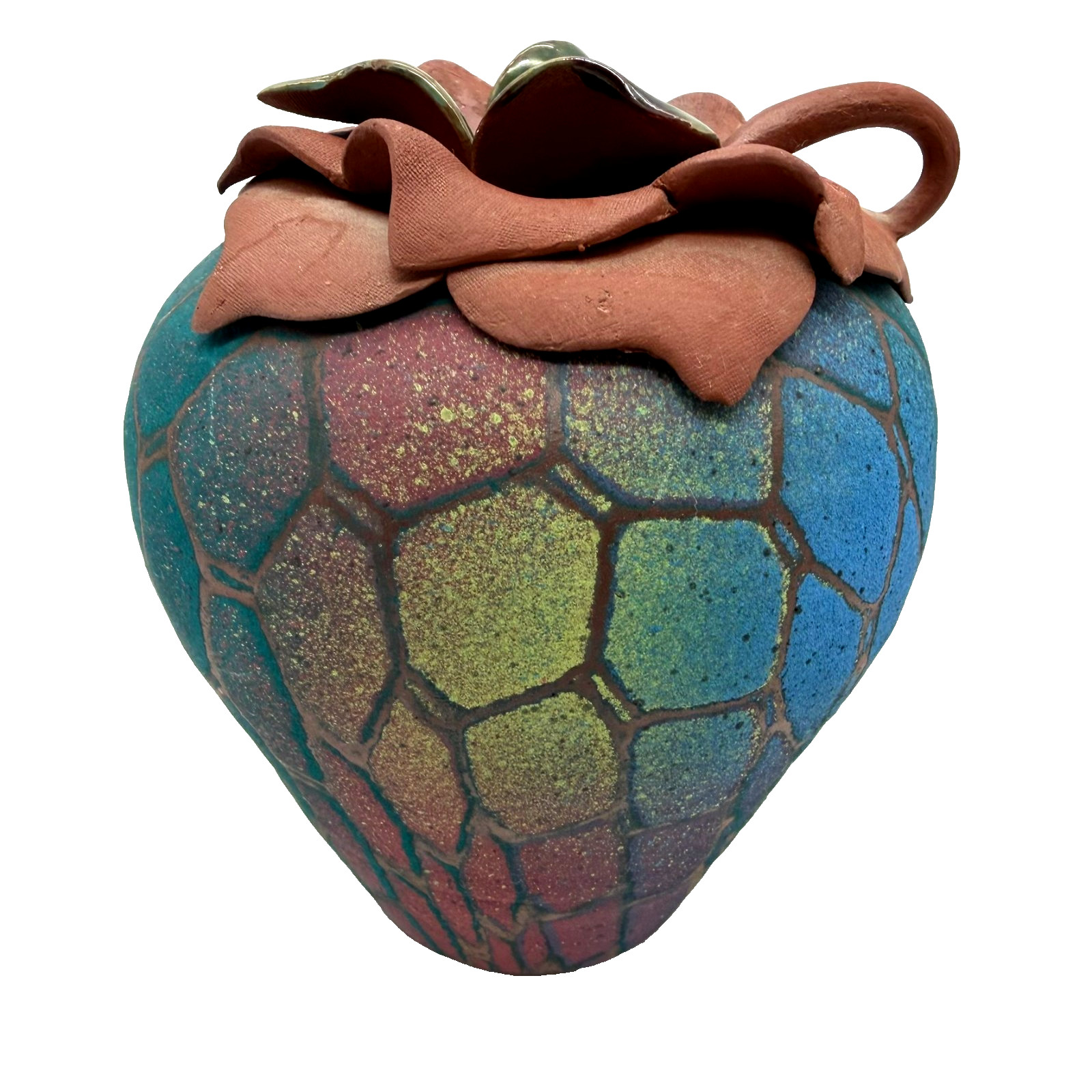 Vintage Sarah Frederick Studio Art Pottery Multicolor Terrar Cotta Oil Lamp Vintage Sarah Frederick Studio Art Pottery Multicolor Terrar Cotta Oil Lamp