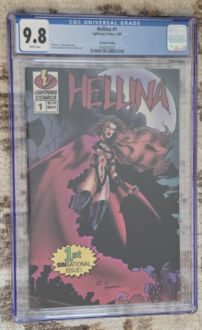 Hellina #1 CGC 9.8 White Pages Second Printing Lightning Comics 1995