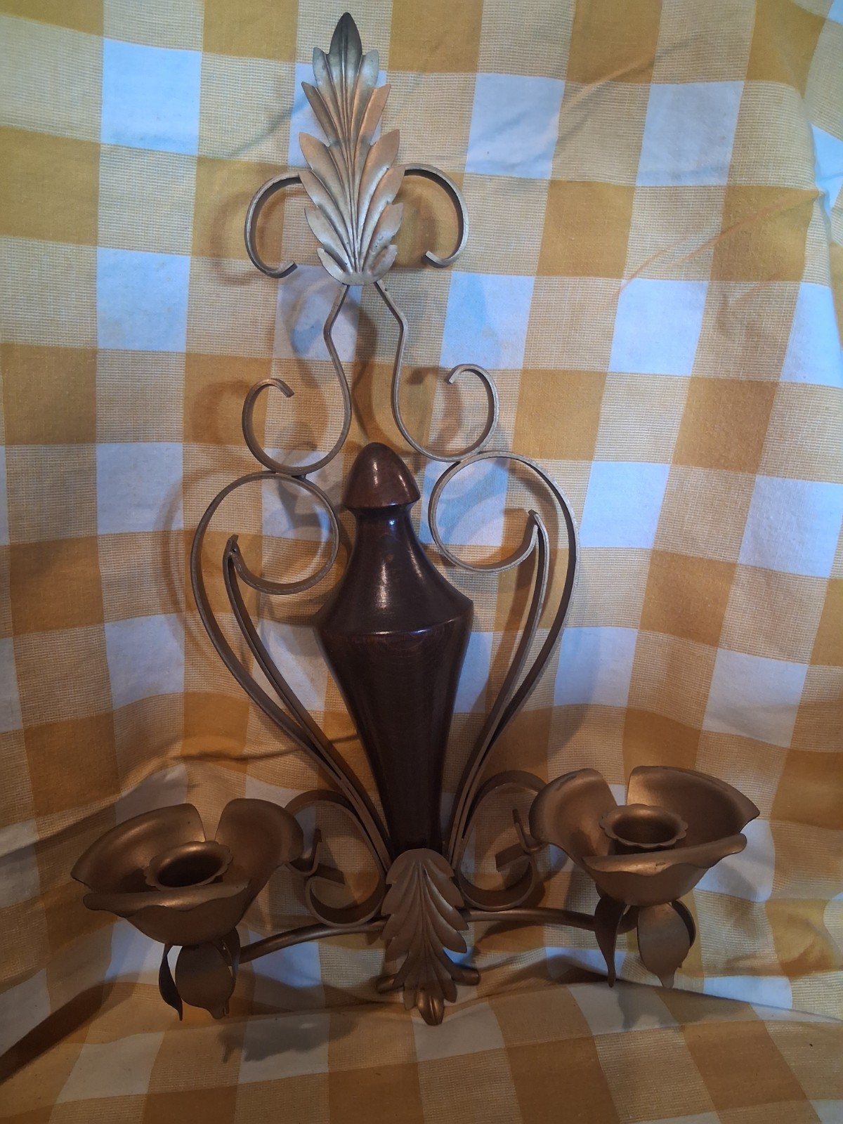 vintage mid century hollywood regency style double candle wall sconce