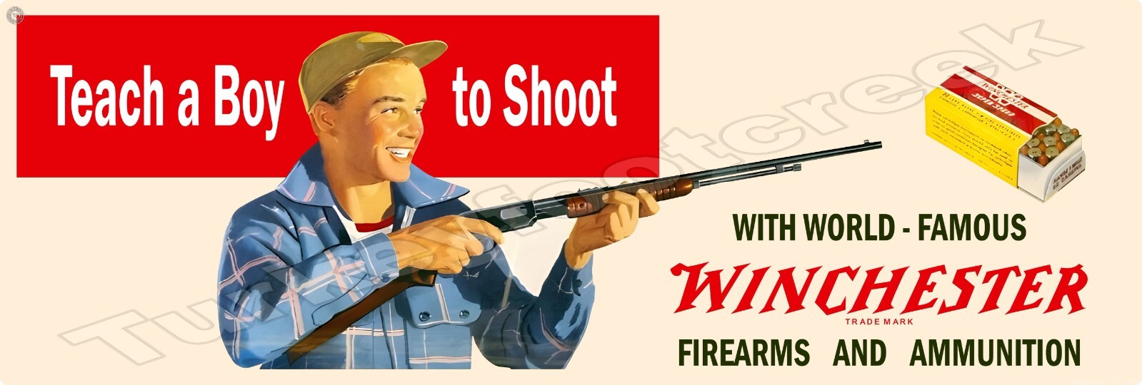 Winchester Teach A Boy To Shoot Metal Sign 2 Sizes to Choose From Winchester Teach A Boy To Shoot Metal Sign 2 Sizes to Choose From