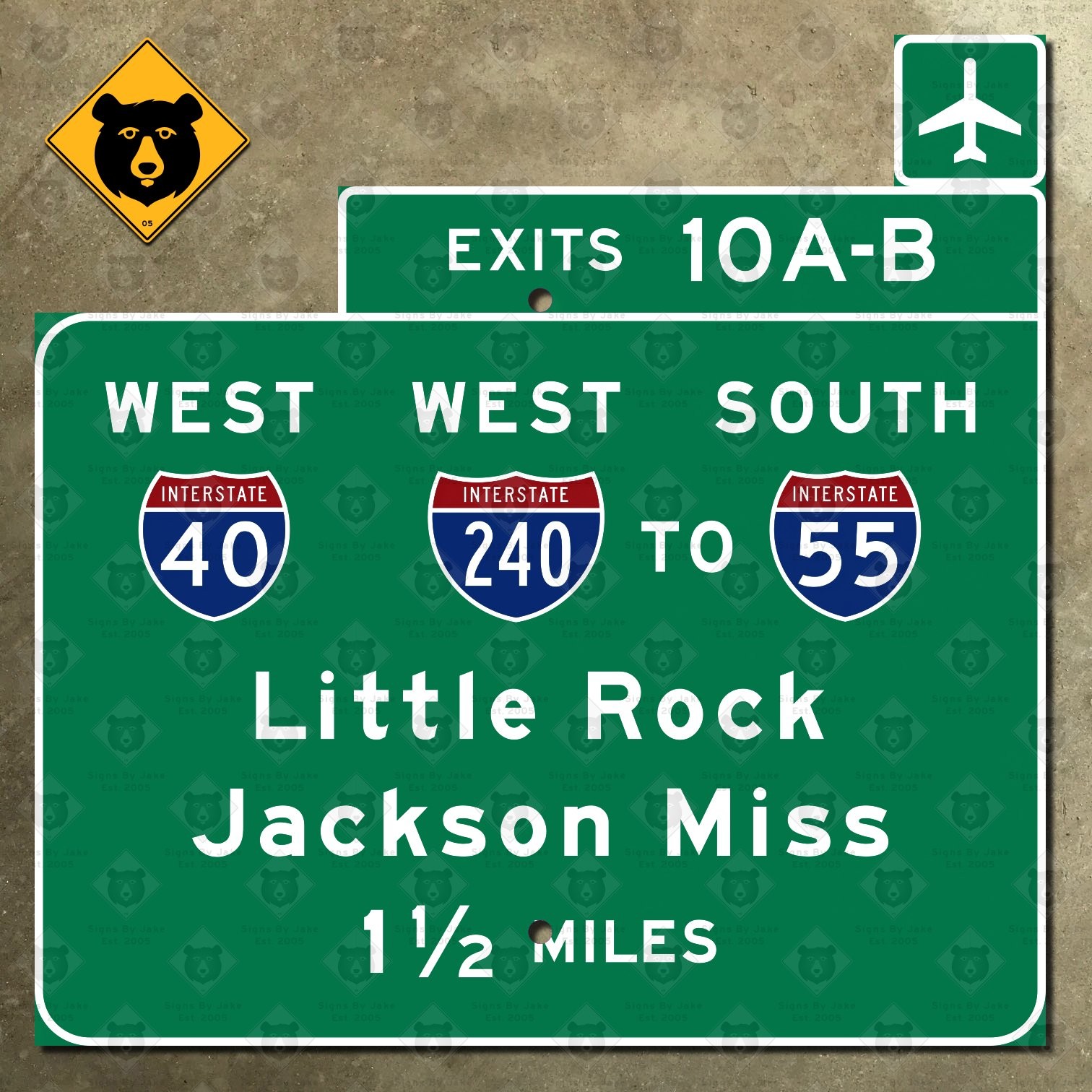 Tennessee Interstate 40 240 55 Little Rock Jackson highway marker road sign 16\