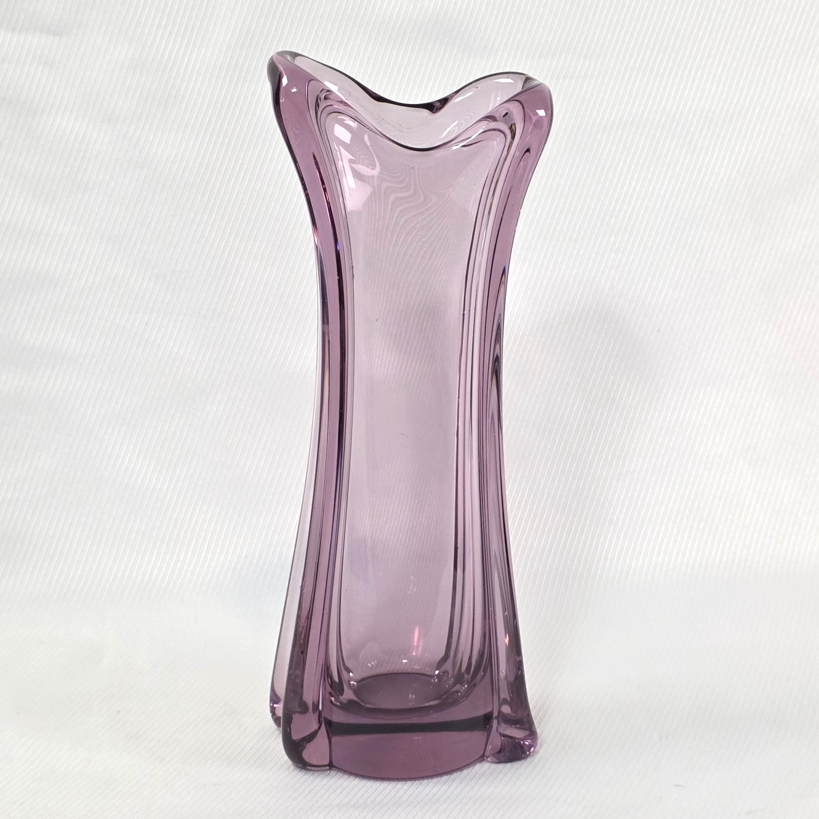 Vintage Val Saint Lambert Belgian Crystal Vase Heavy Sculptural Art Glass