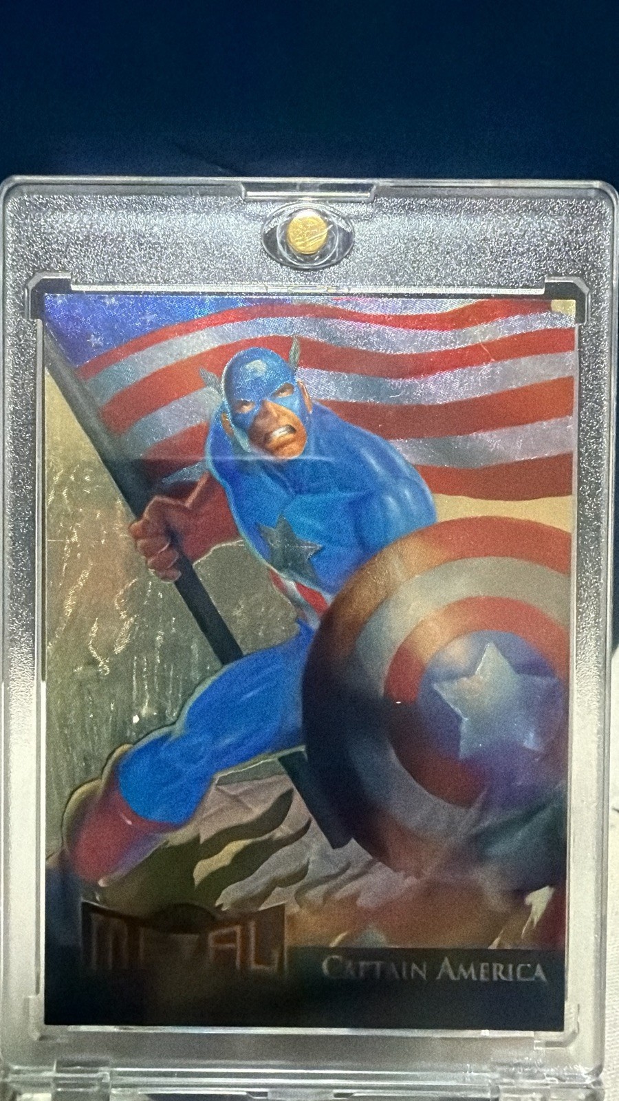 1995 Fleer Marvel Metal Cards CAPTAIN AMERICA #2 GOLD BLASTER Limited RARE🔥🔥 1995 Fleer Marvel Metal Cards CAPTAIN AMERICA #2 GOLD BLASTER Limited RARE🔥🔥