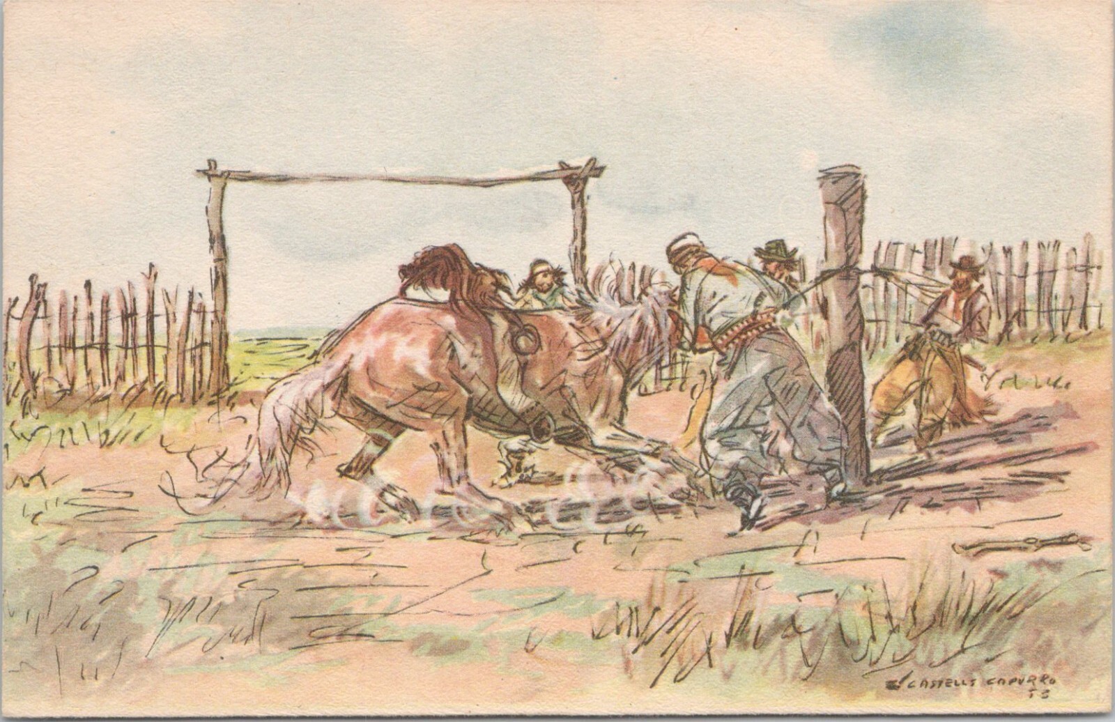 Illustrated PC Argentina Ranching Scene \ Illustrated PC Argentina Ranching Scene \