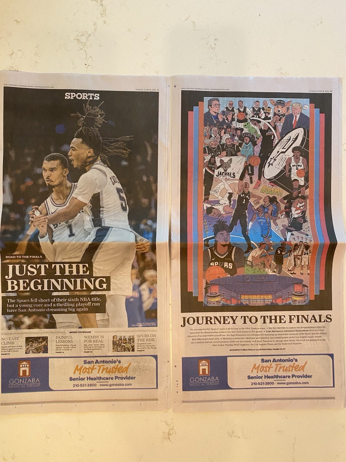 San Antonio Express News 6/21/26 SA Spurs NBA Finals Comic Strip See Pics & Desc