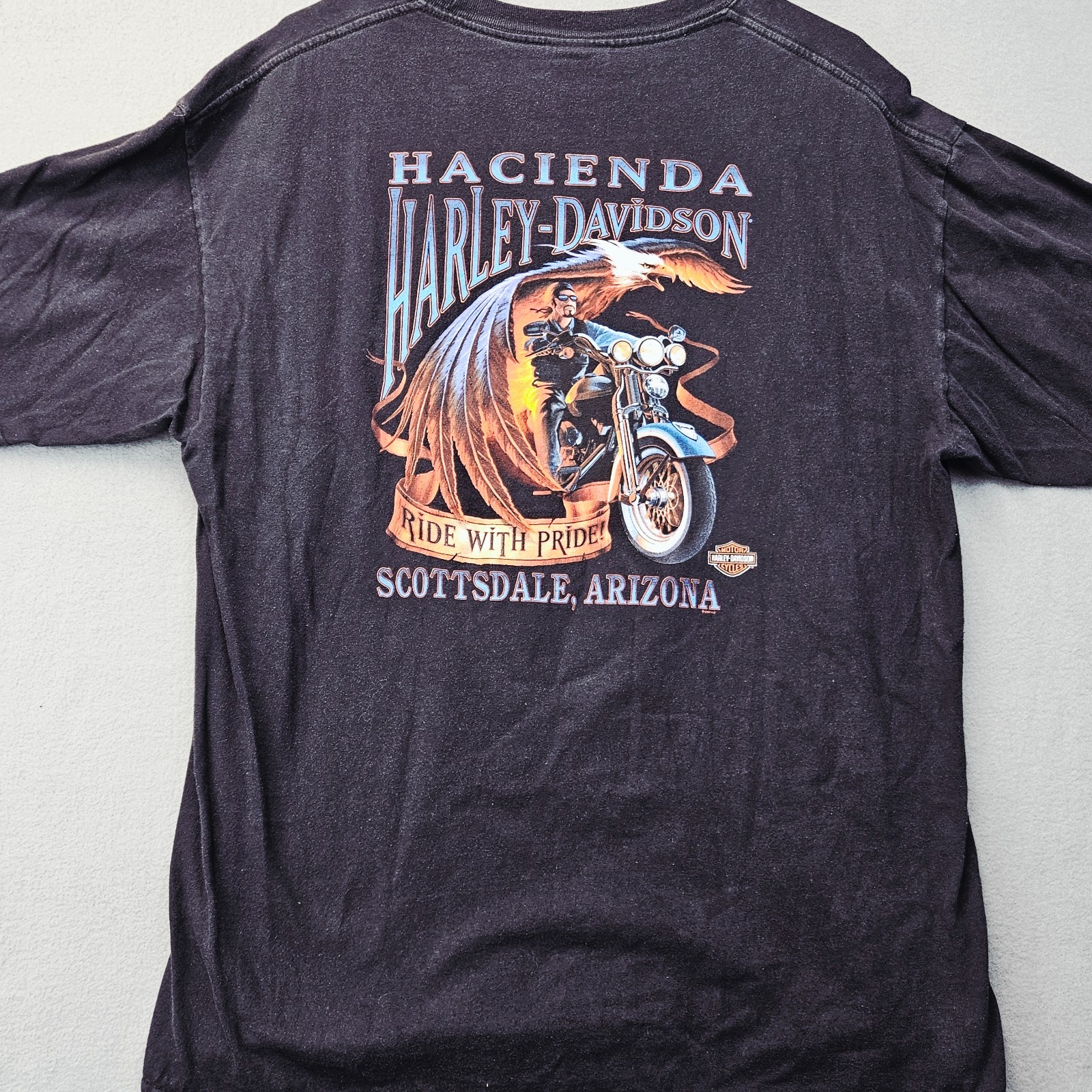 Harley Davidson T Shirt Mens XL Hacienda Scottsdale AZ Black Ride w/ Pride 2007 Harley Davidson T Shirt Mens XL Hacienda Scottsdale AZ Black Ride w/ Pride 2007