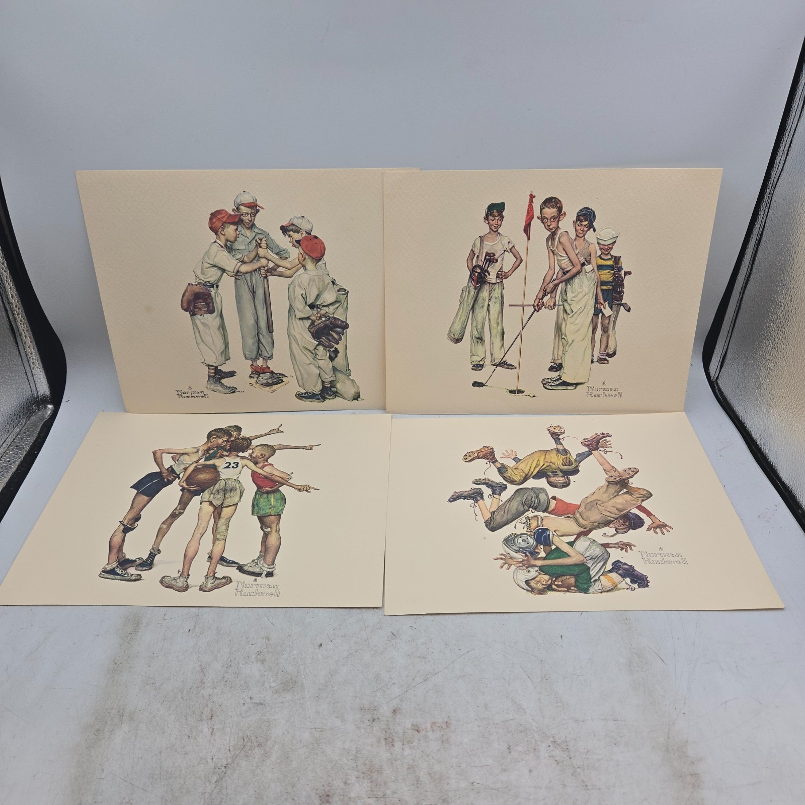 4 Norman Rockwell Sports Series 1951 Prints 4 Norman Rockwell Sports Series 1951 Prints