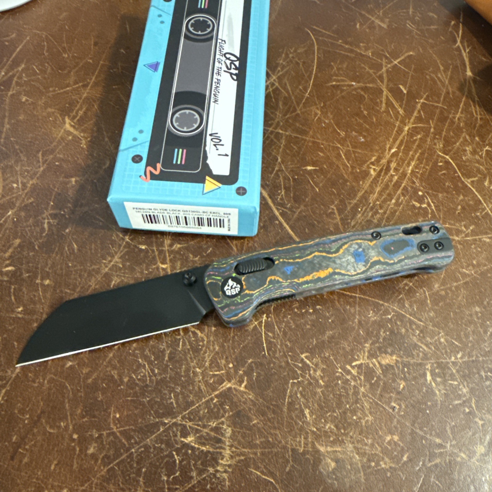 QSP Penguin 80s Camo Carbon Fiber 1 Of 90 Folding Pocket Knife Black Blade QSP Penguin 80s Camo Carbon Fiber 1 Of 90 Folding Pocket Knife Black Blade