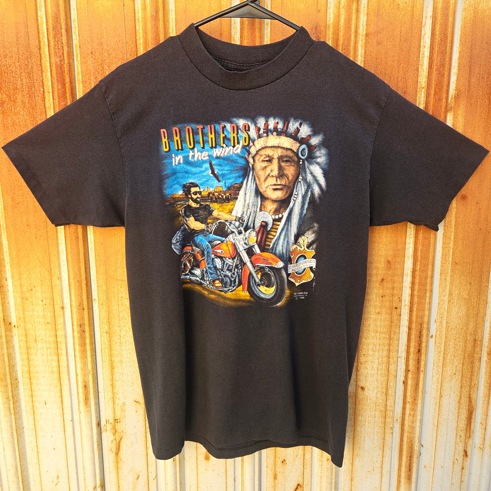 VTG 1990s Harley-Davidson T-Shirt 3D Emblem Brothers in the Wind L Single Stitch VTG 1990s Harley-Davidson T-Shirt 3D Emblem Brothers in the Wind L Single Stitch