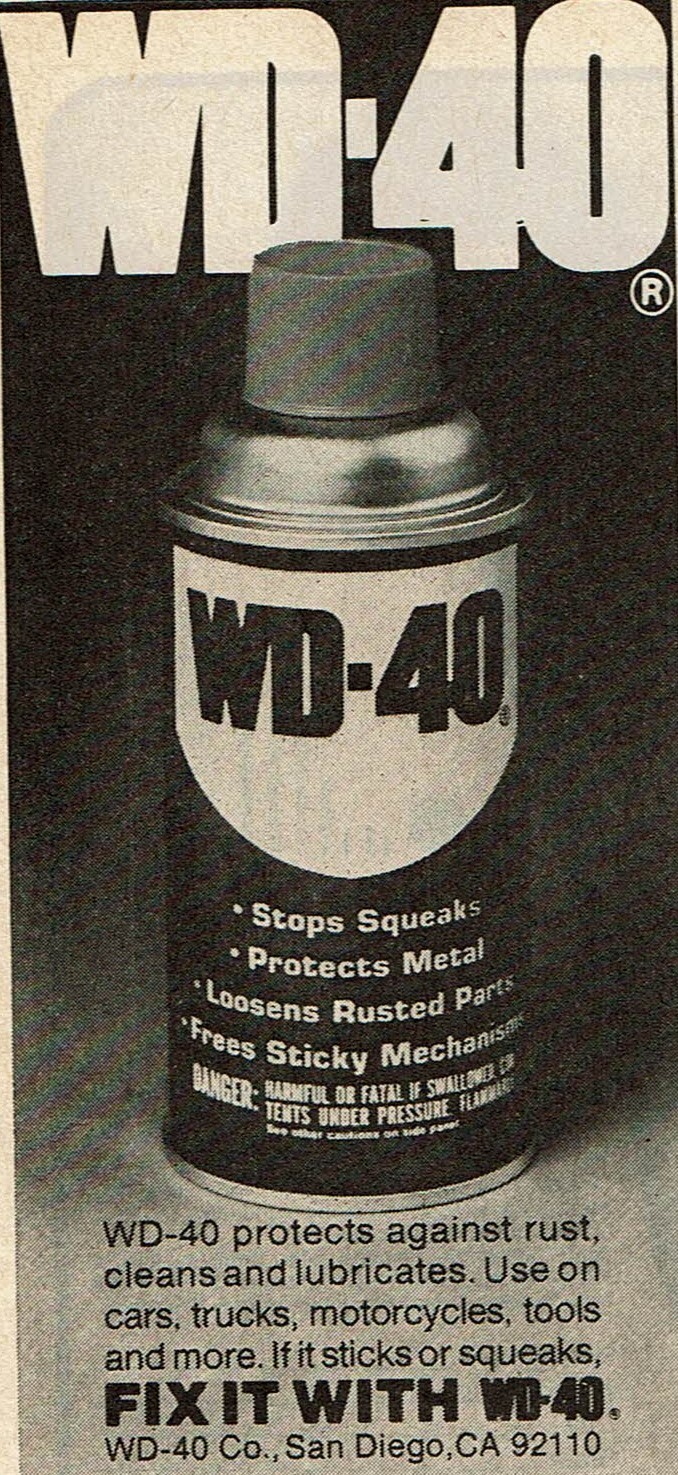 1977 Vintage Print Ad Fix It With WD-40 Stops Squeaks Protects Metal Lubricant