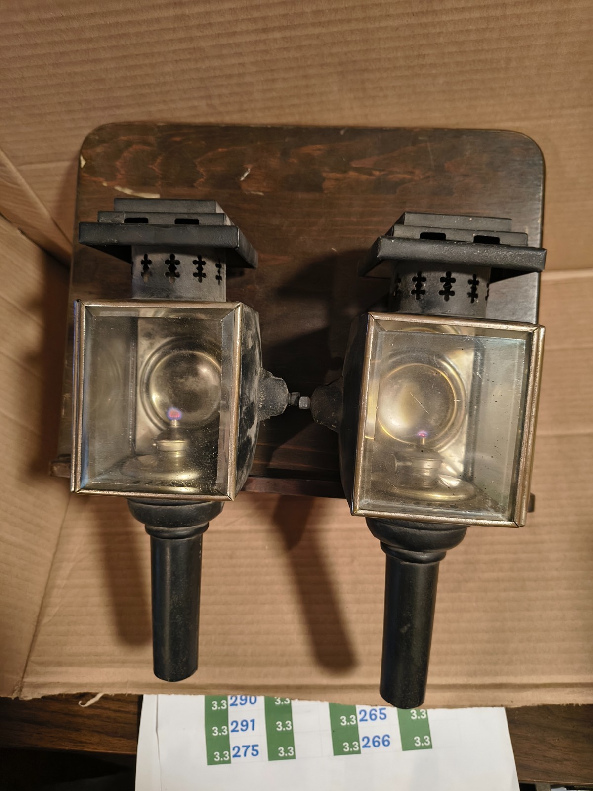 Pair of Antique Vintage Carriage/Buggy/Stagecoach Wagon Driving Lantern Light
