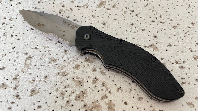 Kershaw 1605ST CLASH Folding Pocket Knife Linerlock Combo Blade A/O Black Handle