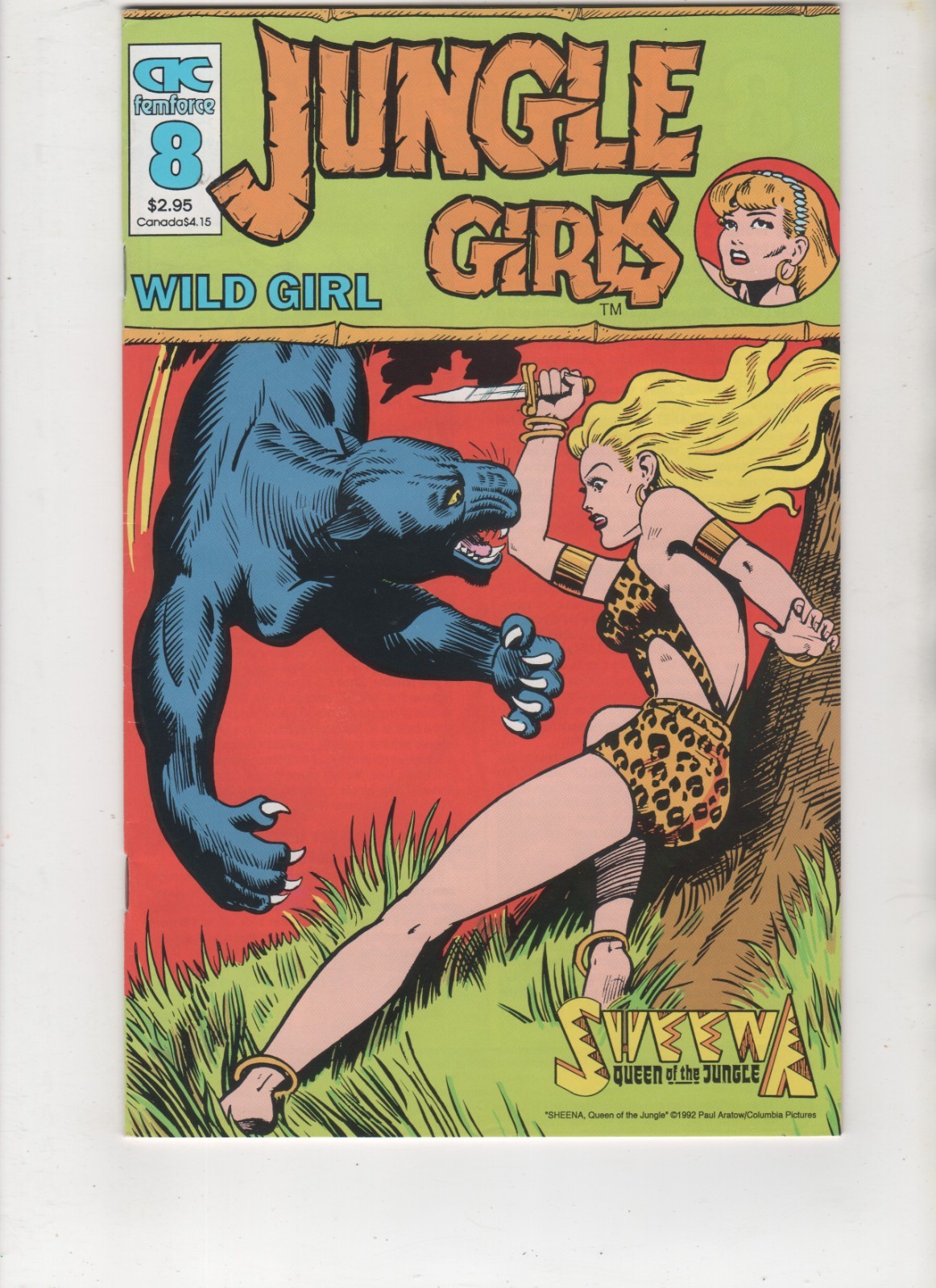 Jungle Girls #8, W.M. Thomas, GGA, Low Print Run, HTF, VF- 7.5, 1st Print, 1992 Jungle Girls #8, W.M. Thomas, GGA, Low Print Run, HTF, VF- 7.5, 1st Print, 1992