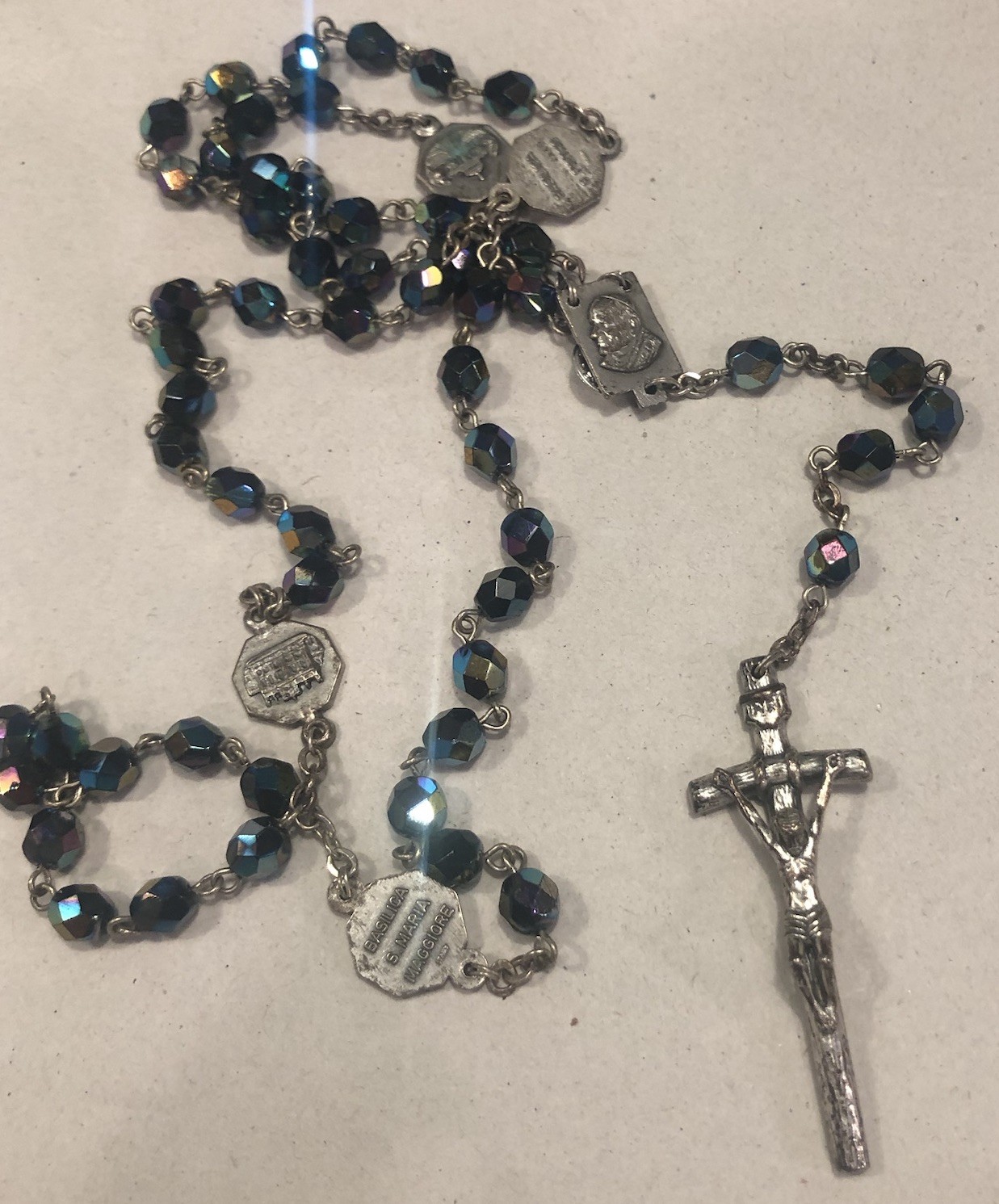 Vintage Catholic Prayer Beads Rosary 22” Basilica Italy