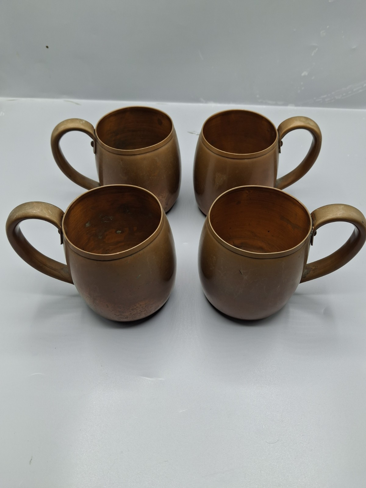Vintage WEST BEND Solid Copper Rustic Mug Lot Of 4 