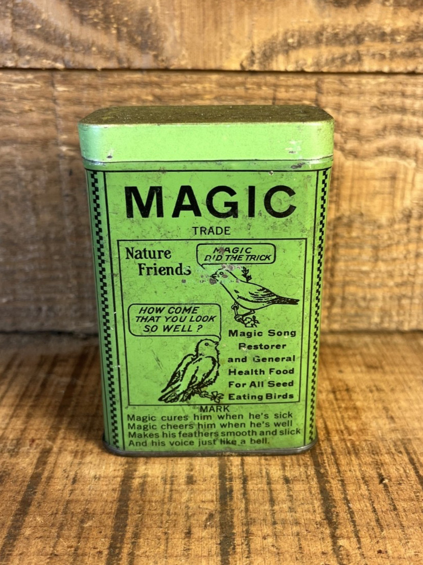 Antique Magic Bird Food Tin 