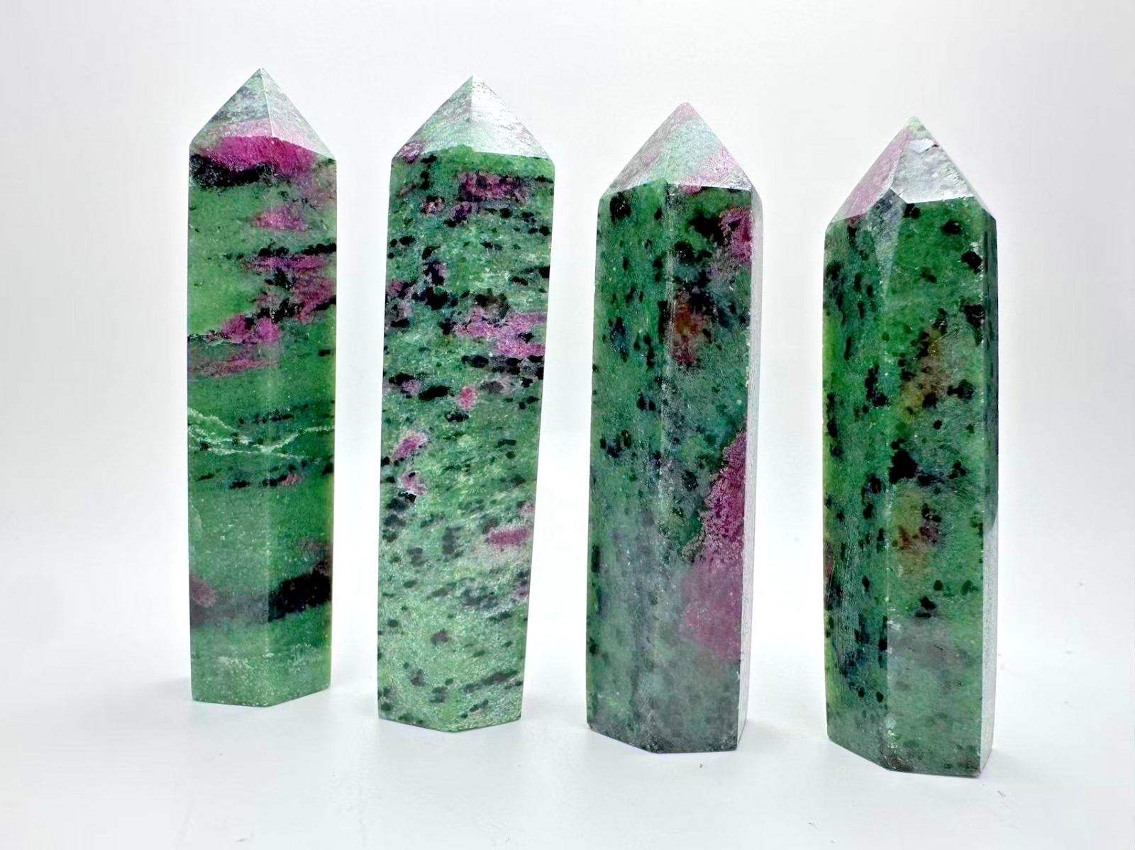 4pc Anyolite Ruby Zoisite Crystal Energy Point Towers 3.25–3.75\ 4pc Anyolite Ruby Zoisite Crystal Energy Point Towers 3.25–3.75\