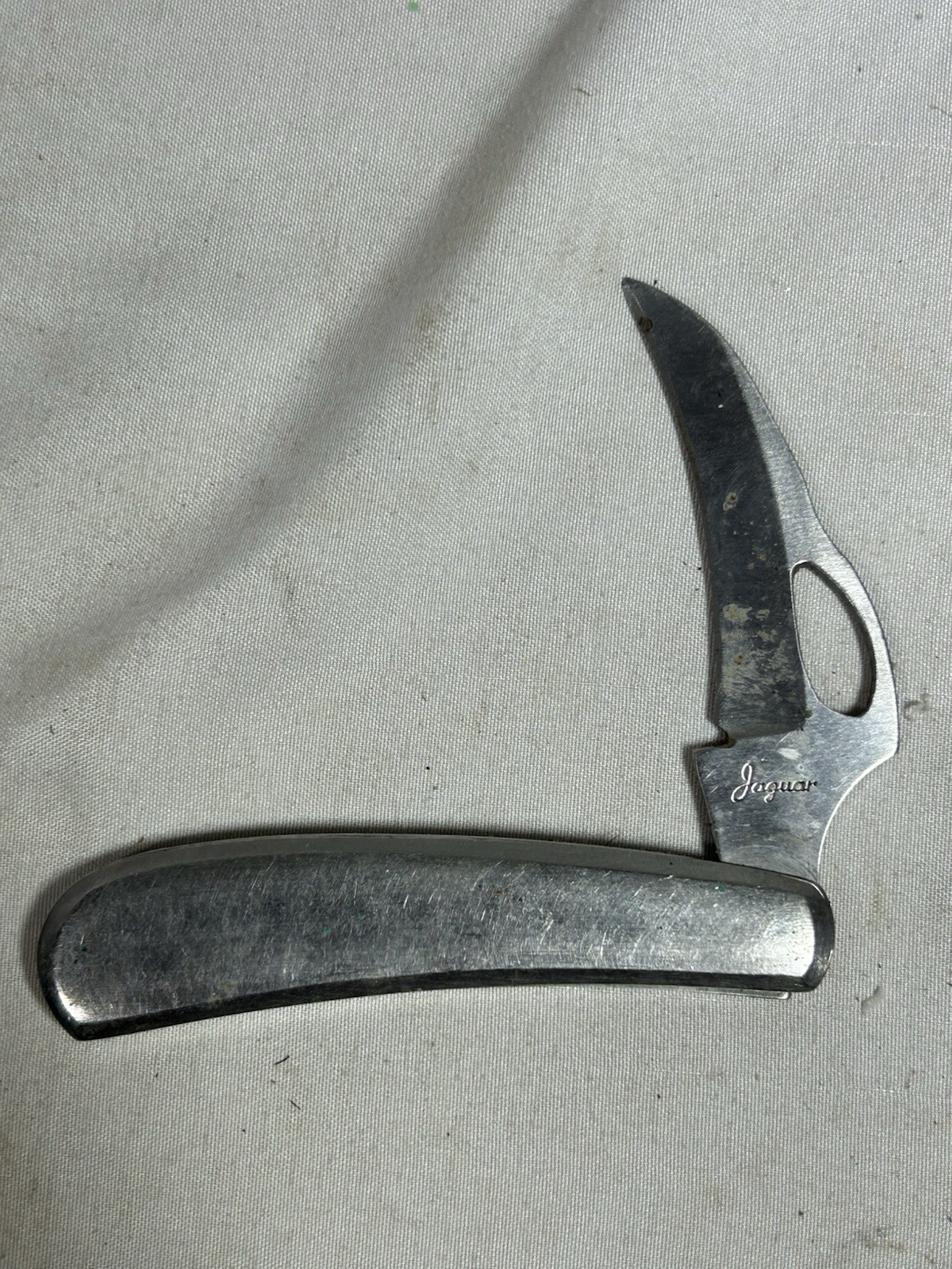 Vintage Rare Jaguar Single Blade Curved Pocket Knife Camp Hunt Fish