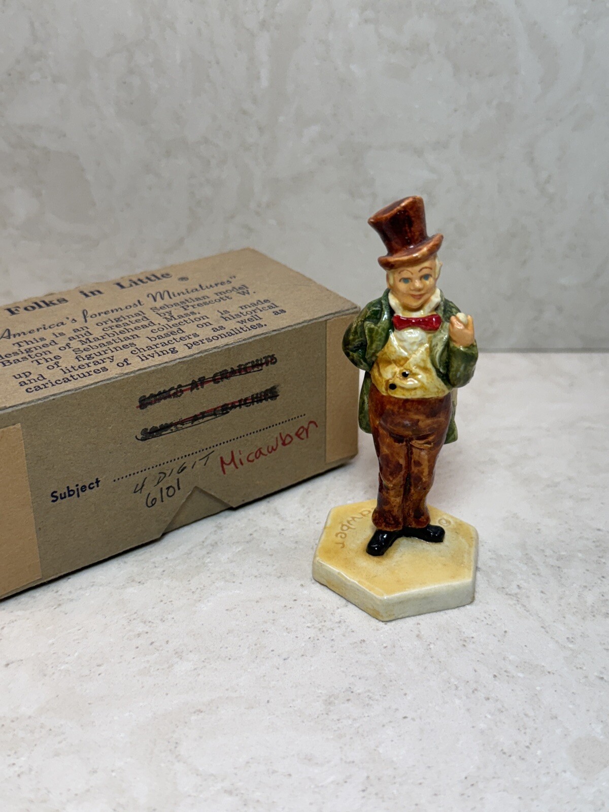 Sebastian Miniature Charles Dickens’ David Copperfield MICAWBER in Box Sebastian Miniature Charles Dickens’ David Copperfield MICAWBER in Box