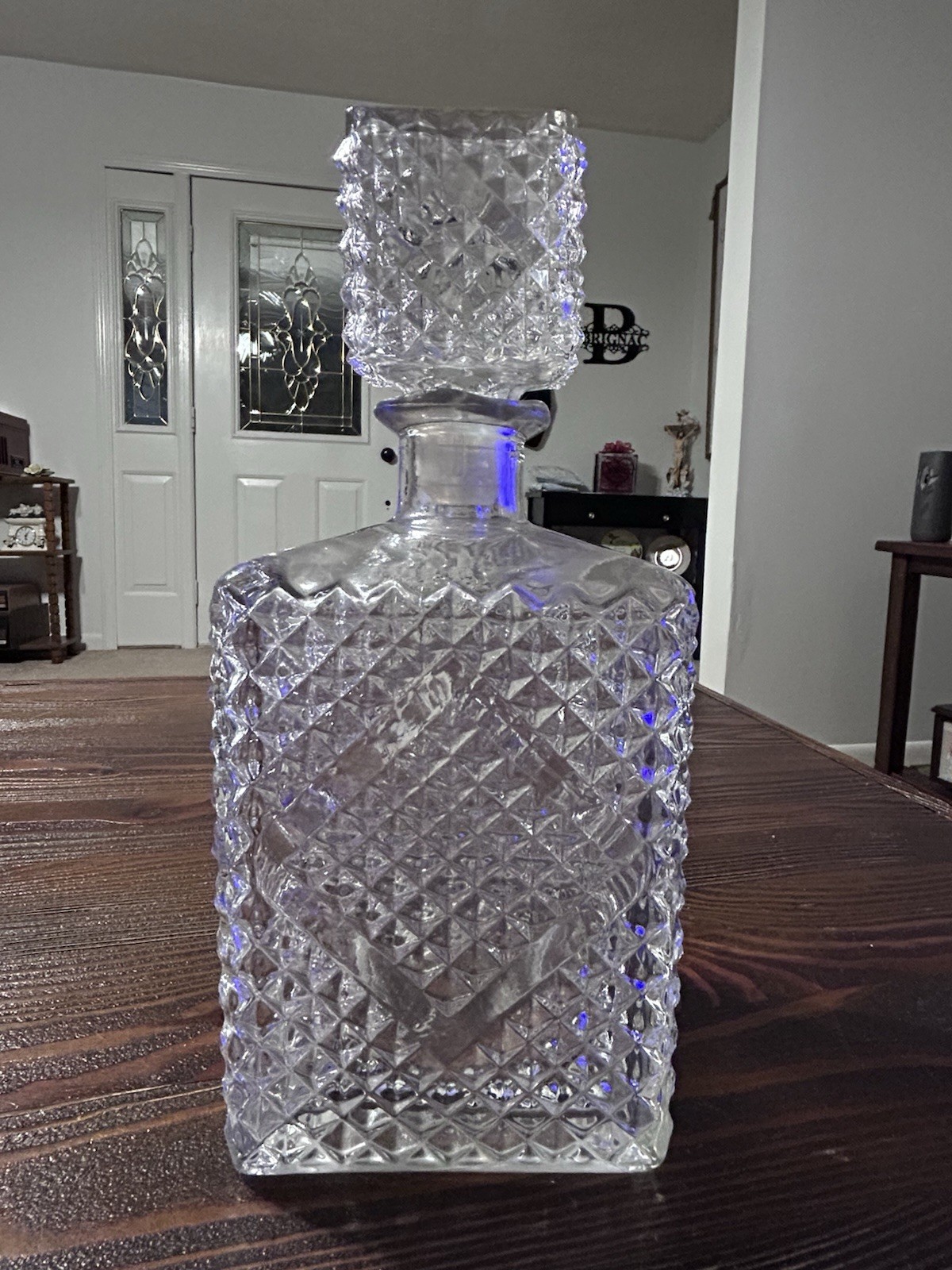 Vintage 1960s Diamond Accented Glass Decanter
