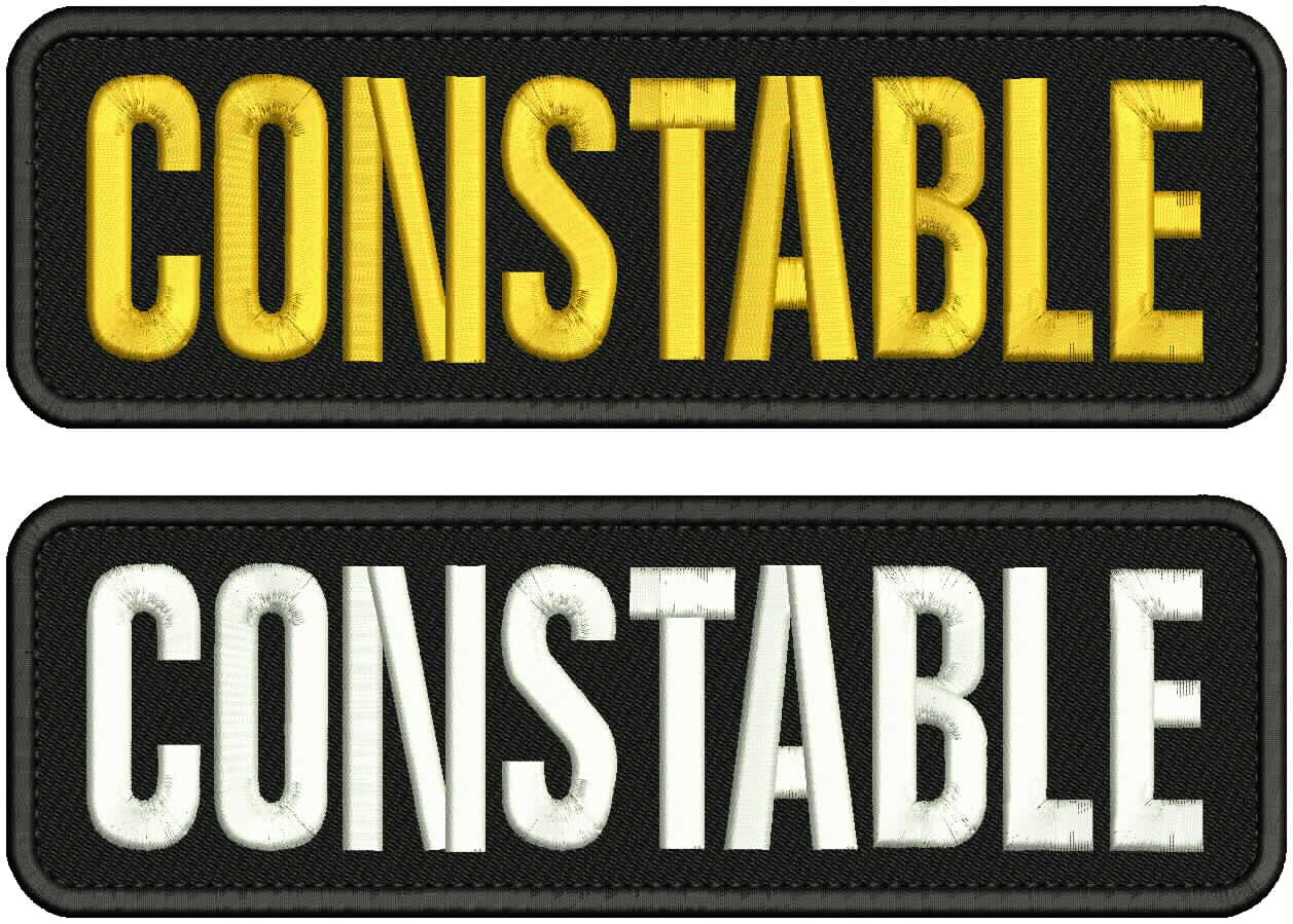 CONSTABLE 2 EMB PATCH 3X10 HOOK ON BACK WHITE & GOLD ON BLACK CONSTABLE 2 EMB PATCH 3X10 HOOK ON BACK WHITE & GOLD ON BLACK