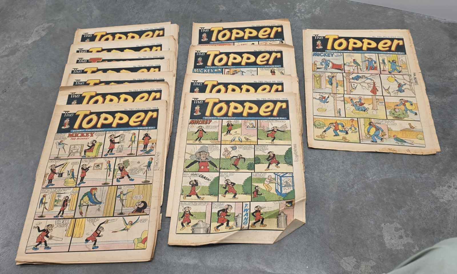 1968 The Topper Comic Lot 12 Issues, 779-790, Newspaper Print 1968 The Topper Comic Lot 12 Issues, 779-790, Newspaper Print