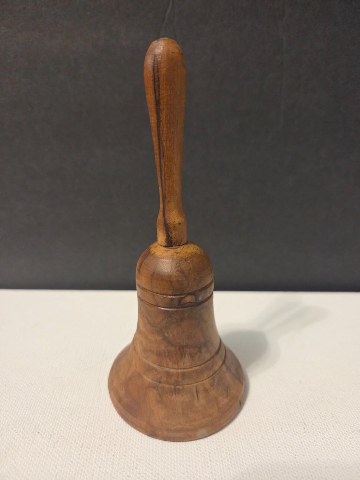Vintage Turned Wood Hand Bell Wooden Clapper Treen Bell 1970s 1980s