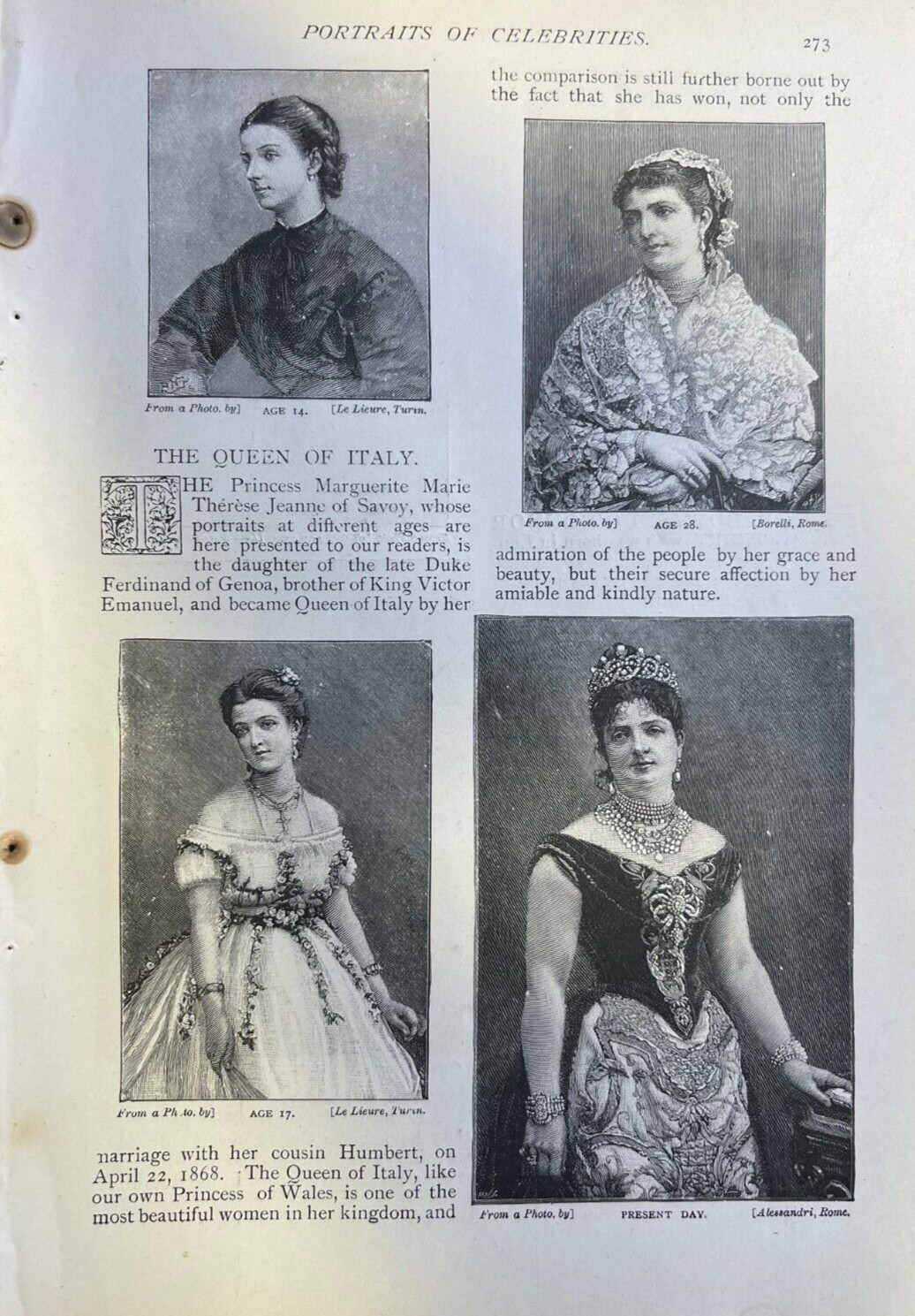 1892 Queen Marguerite of Italy 1892 Queen Marguerite of Italy