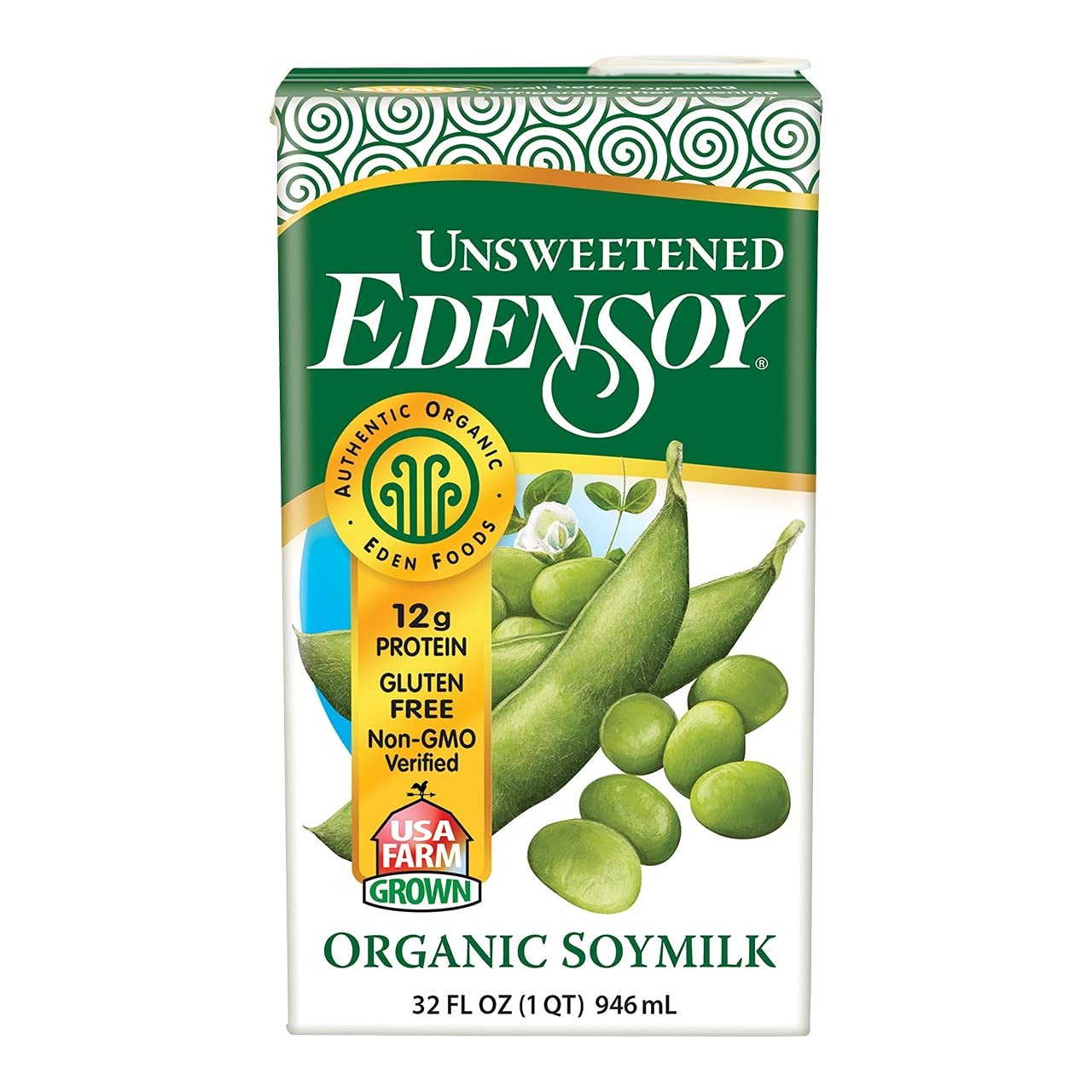 EdenSoy Unsweetened Organic Soy Milk 32 Fl Oz Non-GMO Vegan Shelf Stable EdenSoy Unsweetened Organic Soy Milk 32 Fl Oz Non-GMO Vegan Shelf Stable