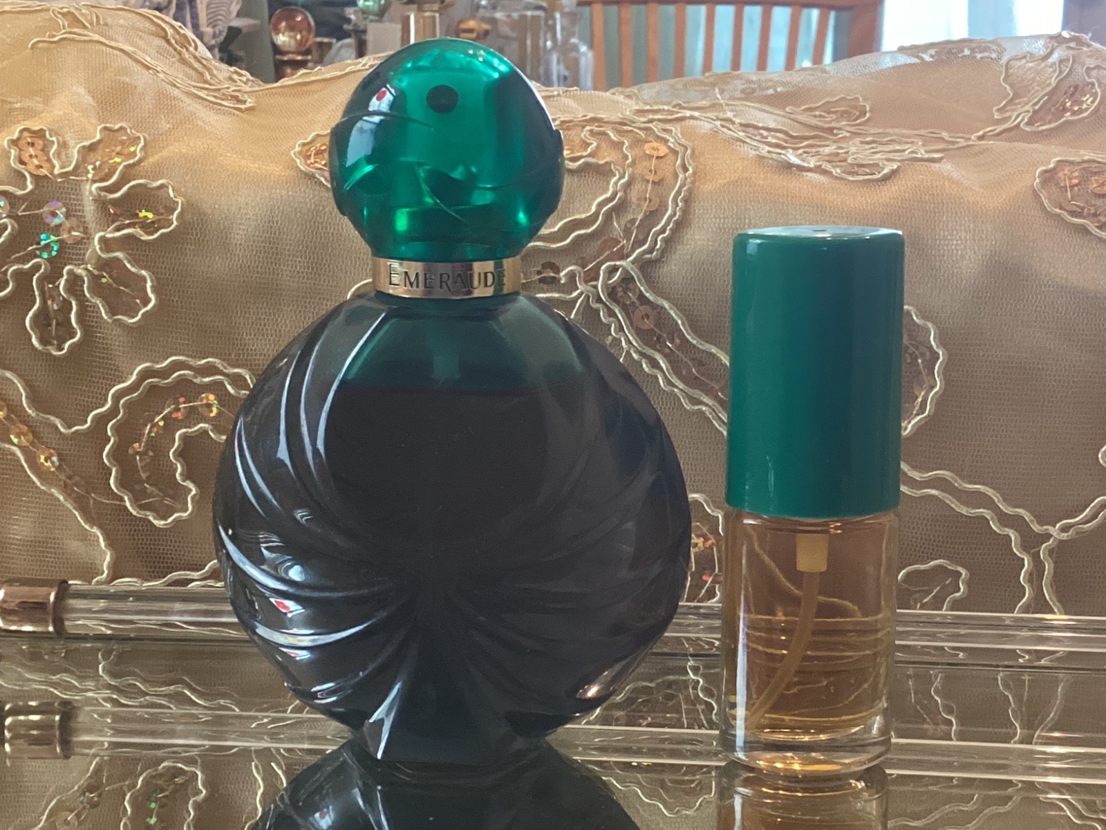 Vintage Emeraude cologne perfume bottles x 2.
