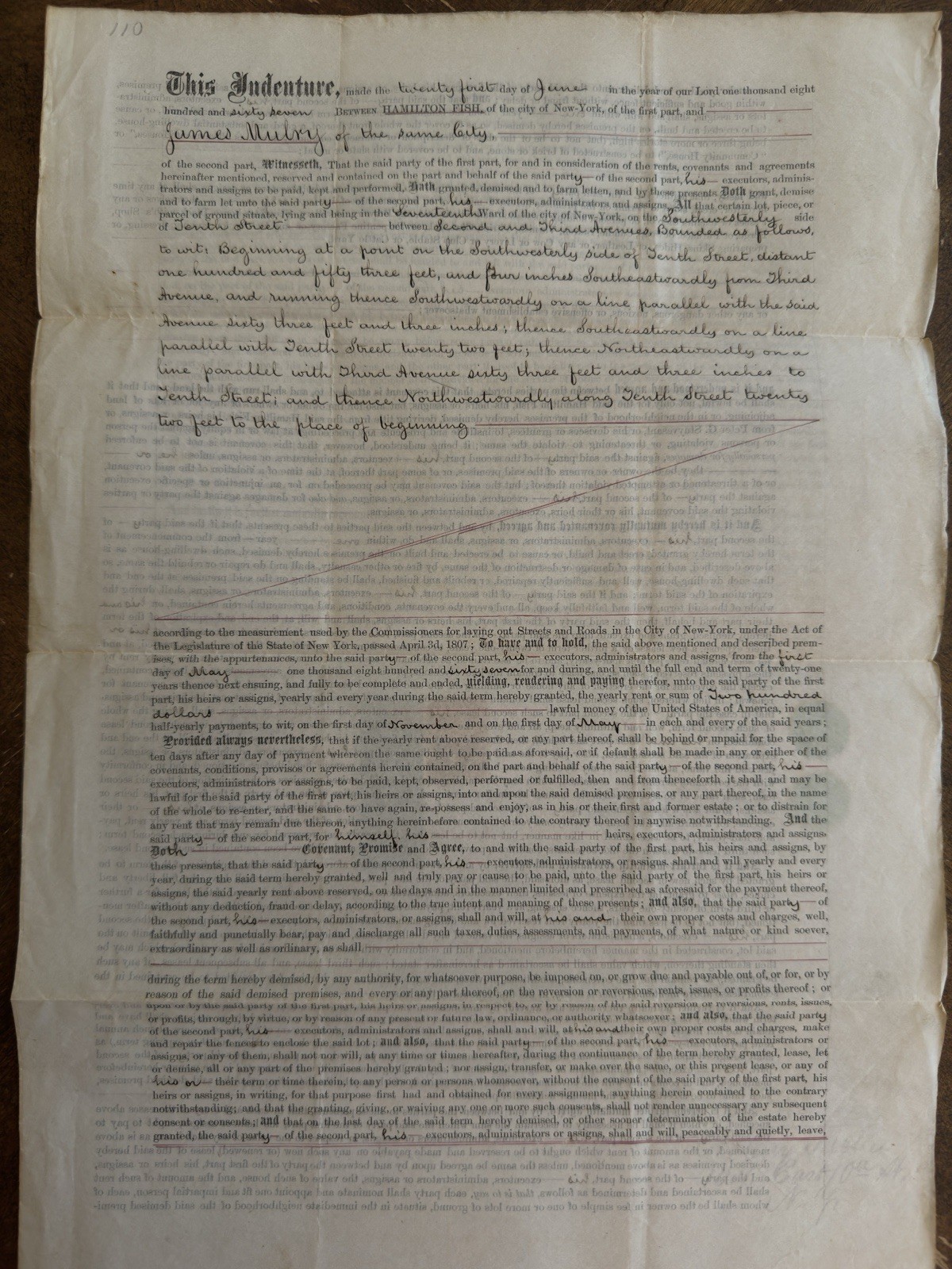 Antique NY Land Deed 1867 Hamilton Fish Signed + Documents Lot