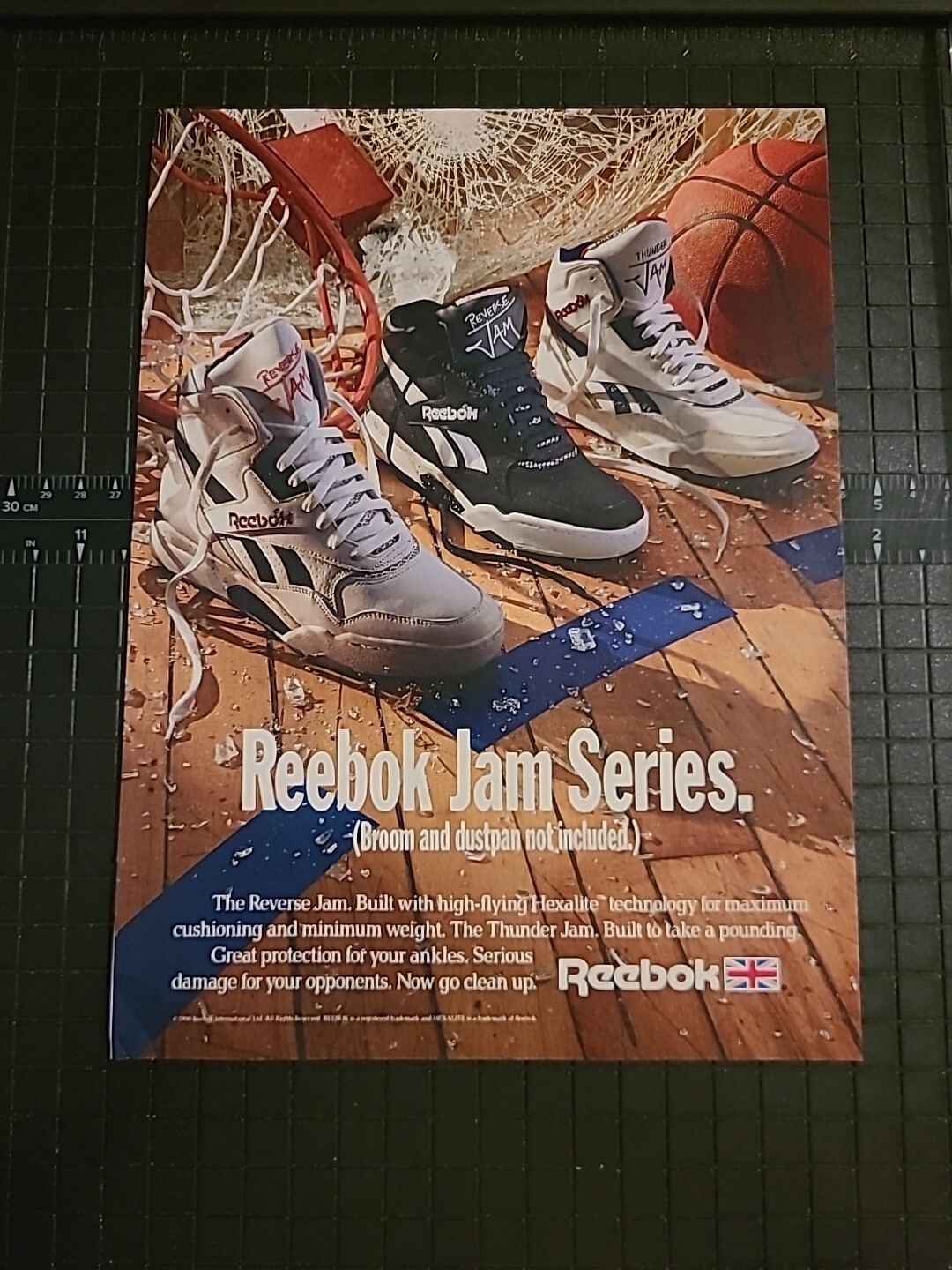 Reebok Jam Series  Reverse Jam Thunder Jam Print Ad 1990 8x11 Great To Frame 